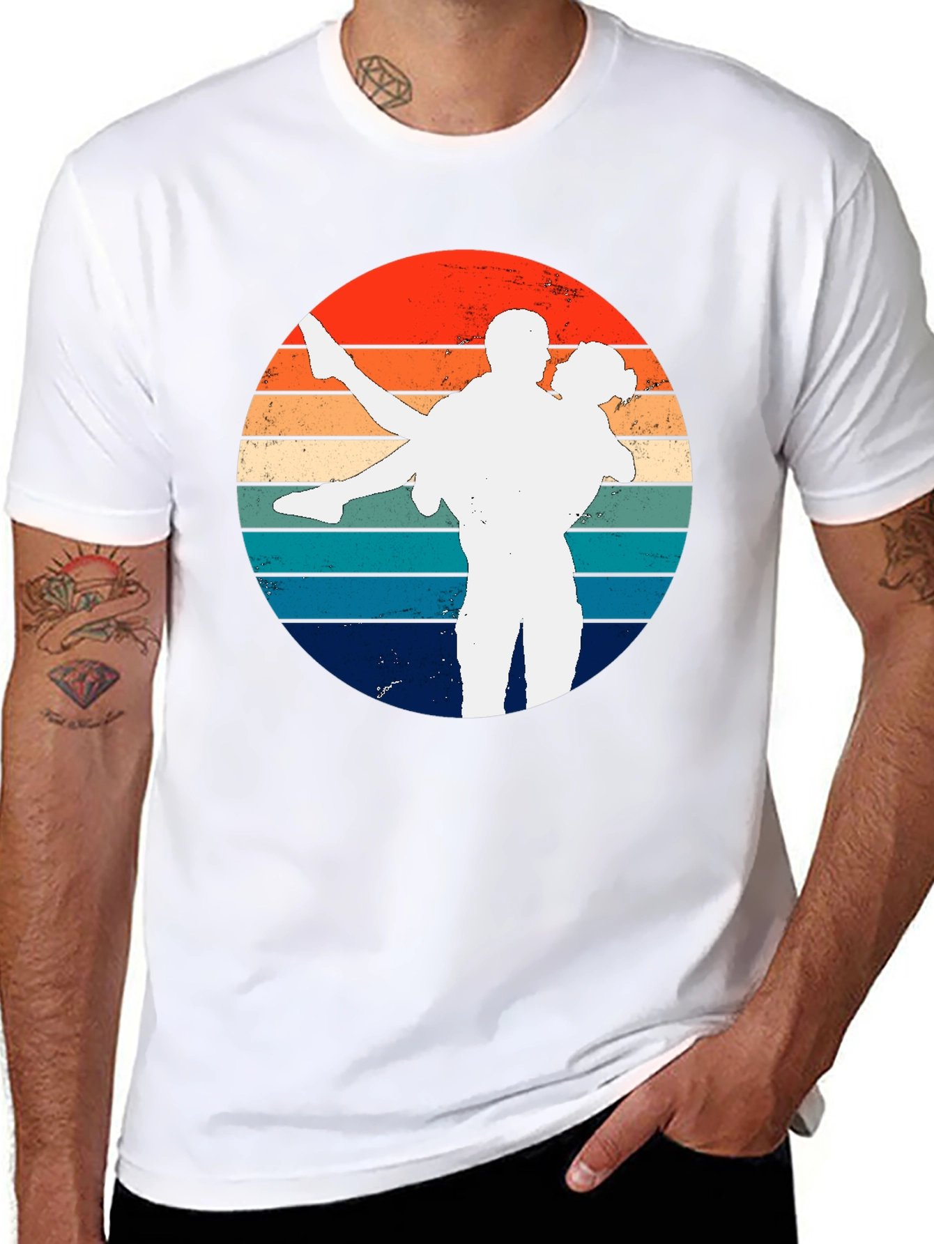 Retro Sunset Couple Dancing Graphic Tee