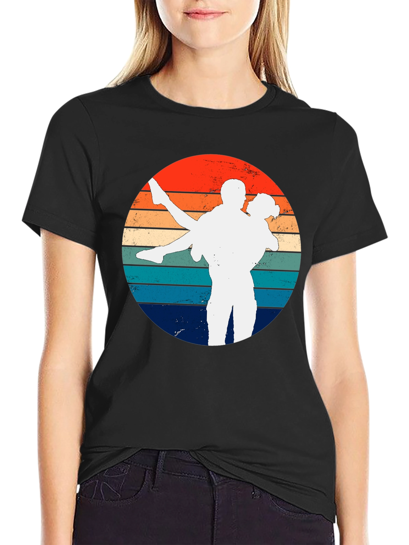 Retro Sunset Couple Dancing Graphic Tee