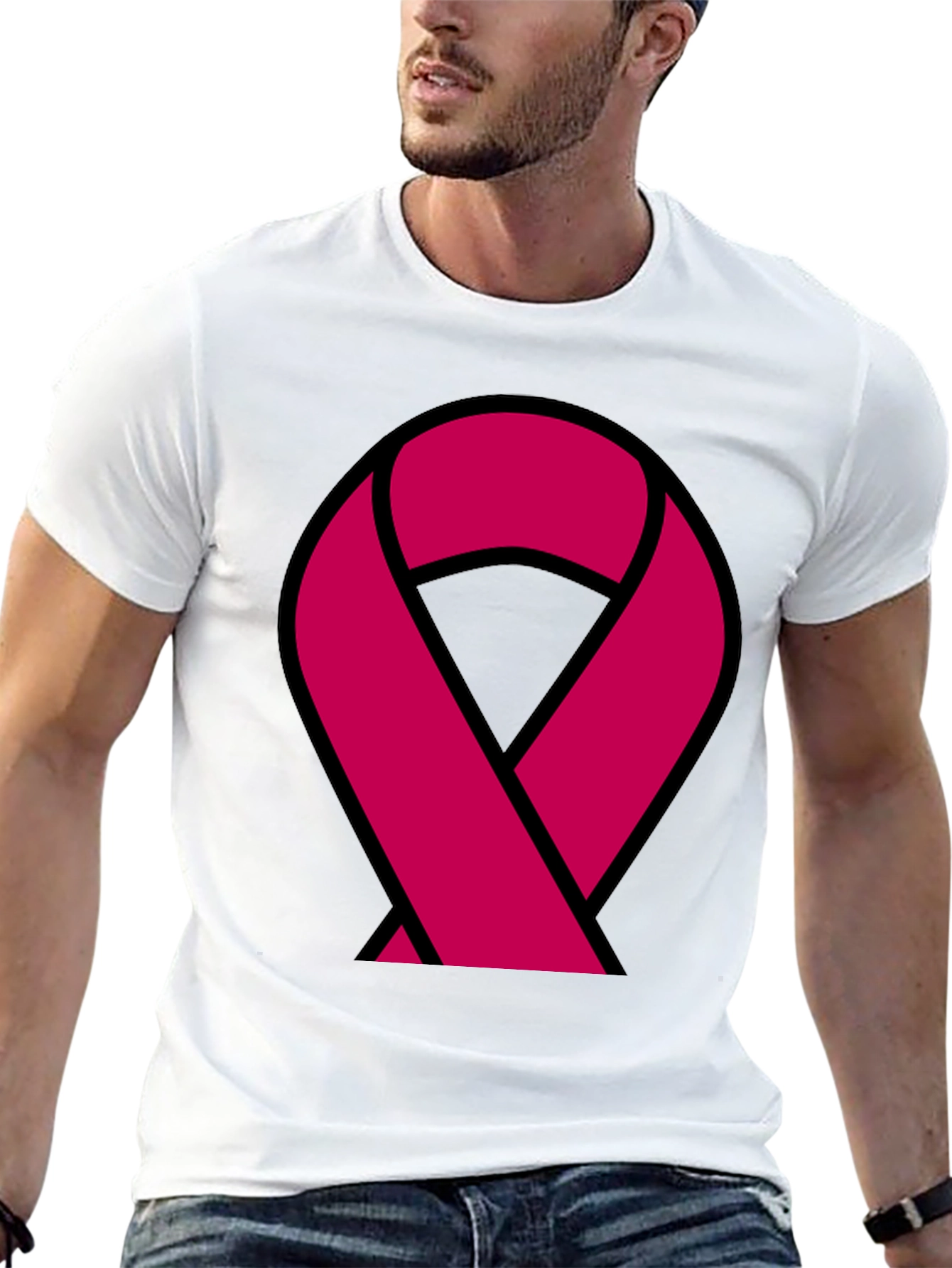 Awareness Ribbon Graphic Tee - Black Cotton T-Shirt