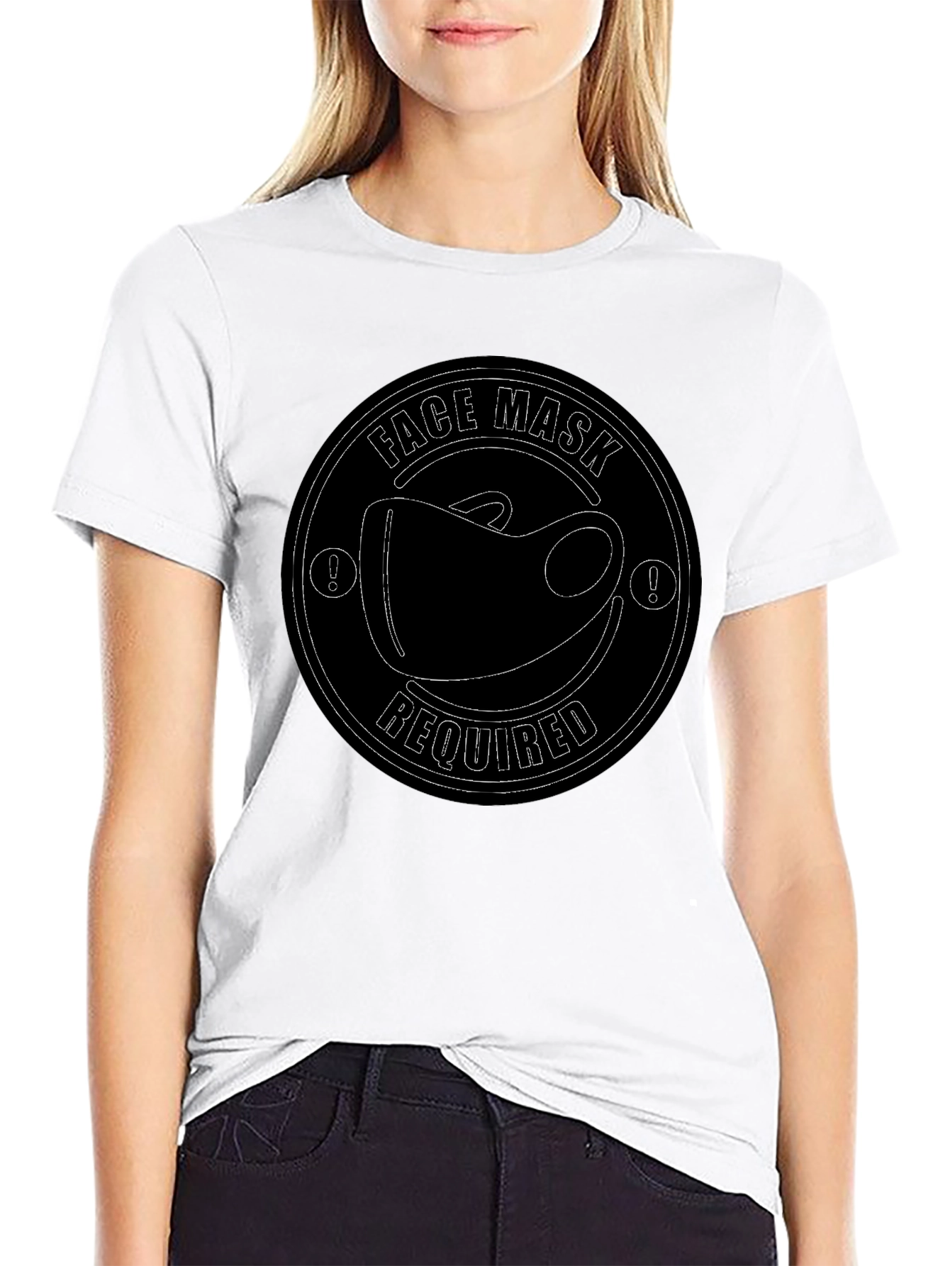 Face Mask Required T-Shirt - Black Crew Neck