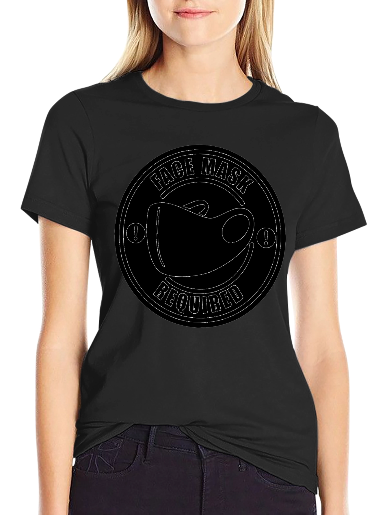 Face Mask Required T-Shirt - Black Crew Neck