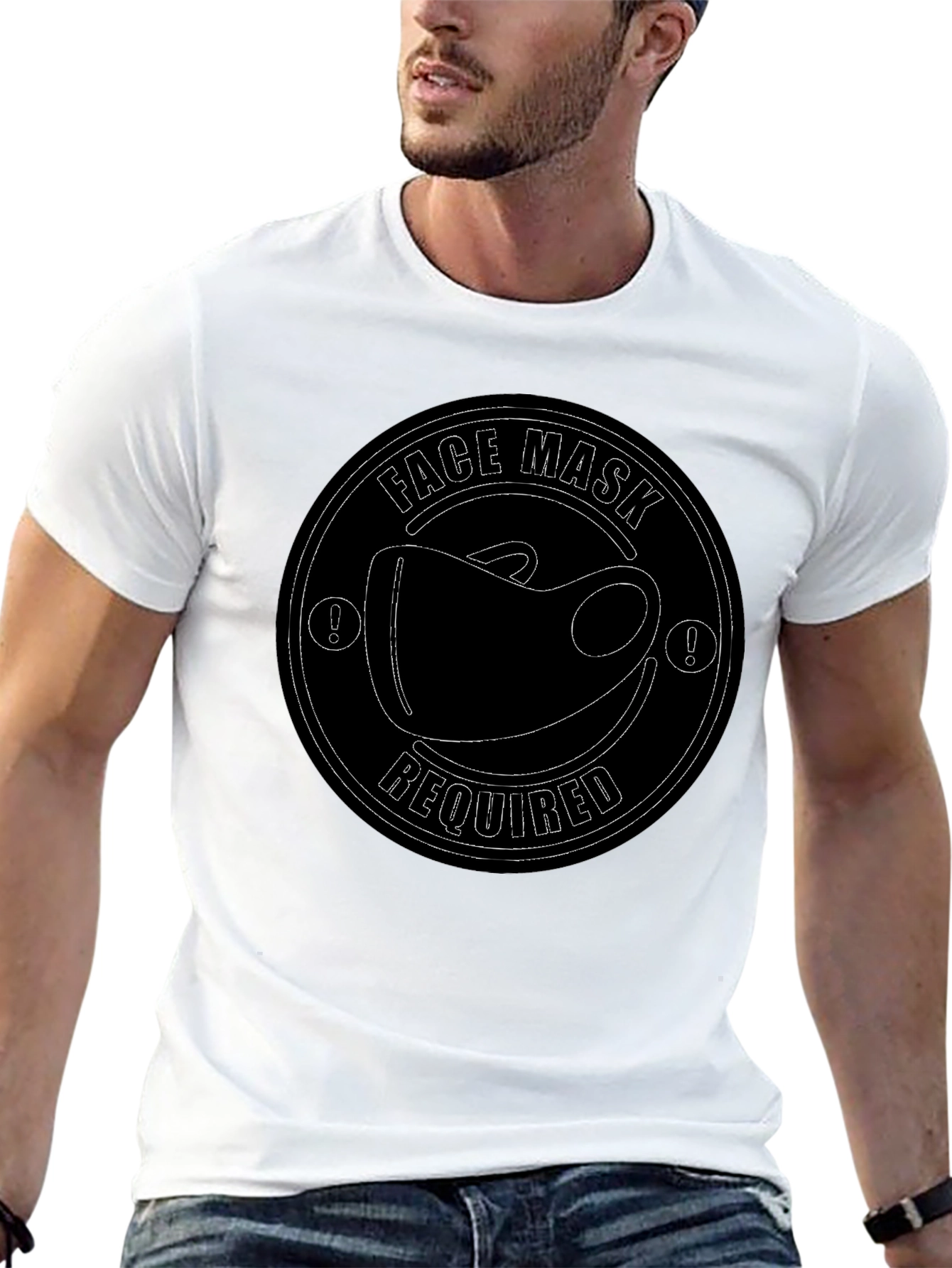 Face Mask Required T-Shirt - Black Crew Neck