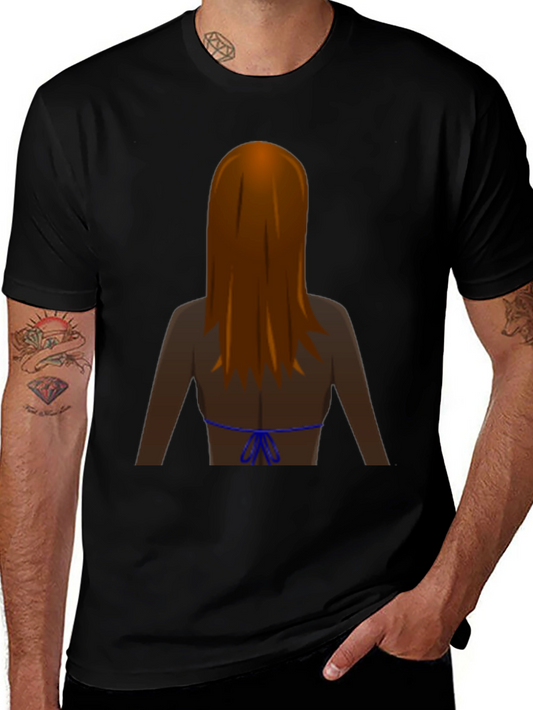 Fun Backless Woman Graphic Tee