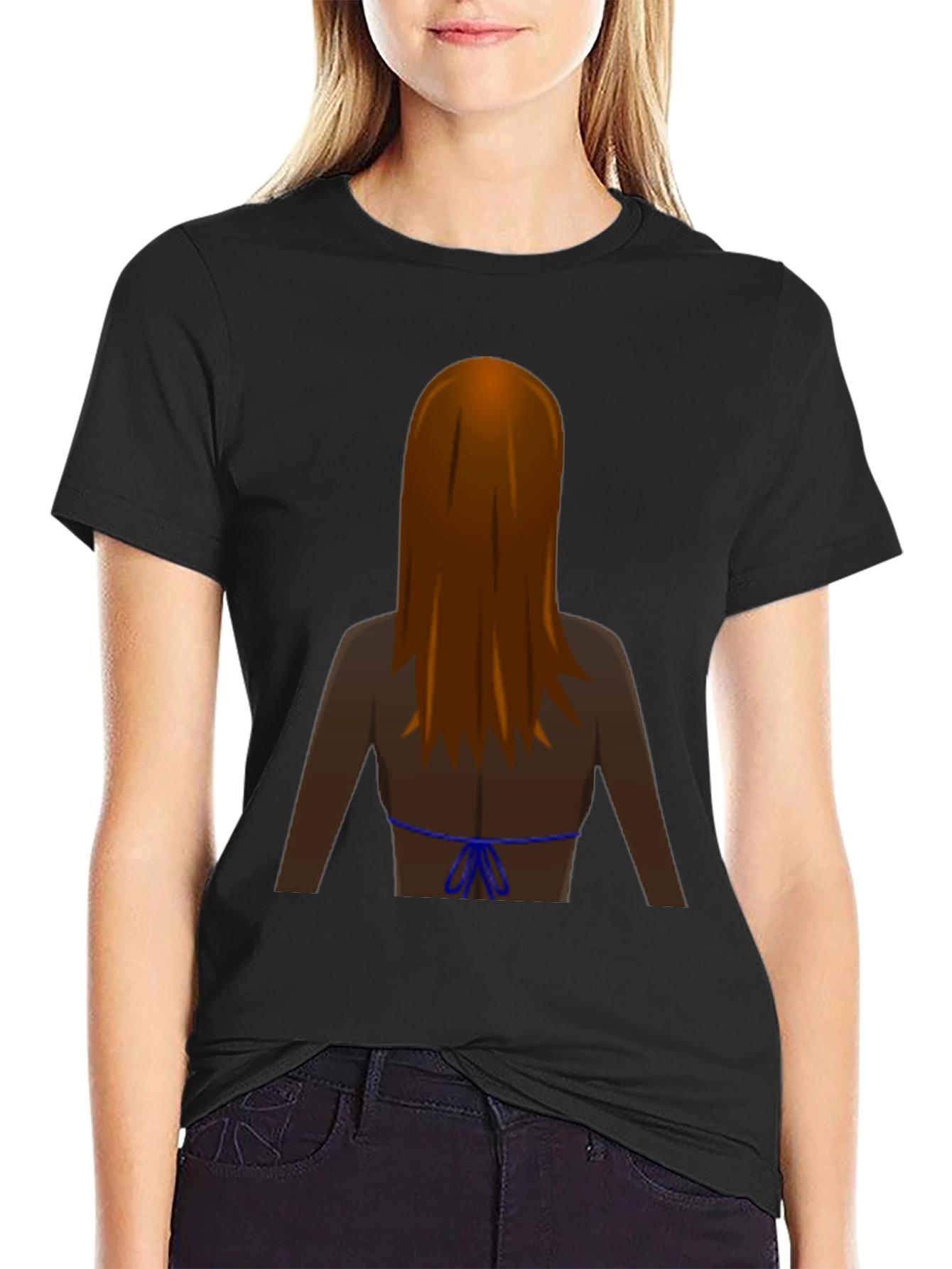 Fun Backless Woman Graphic Tee