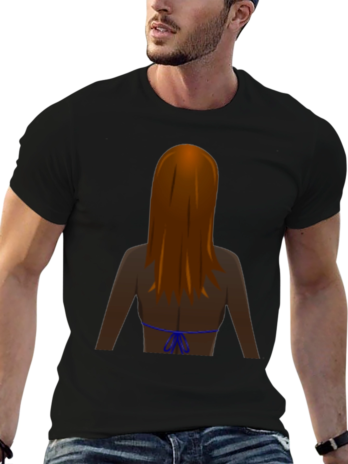 Fun Backless Woman Graphic Tee