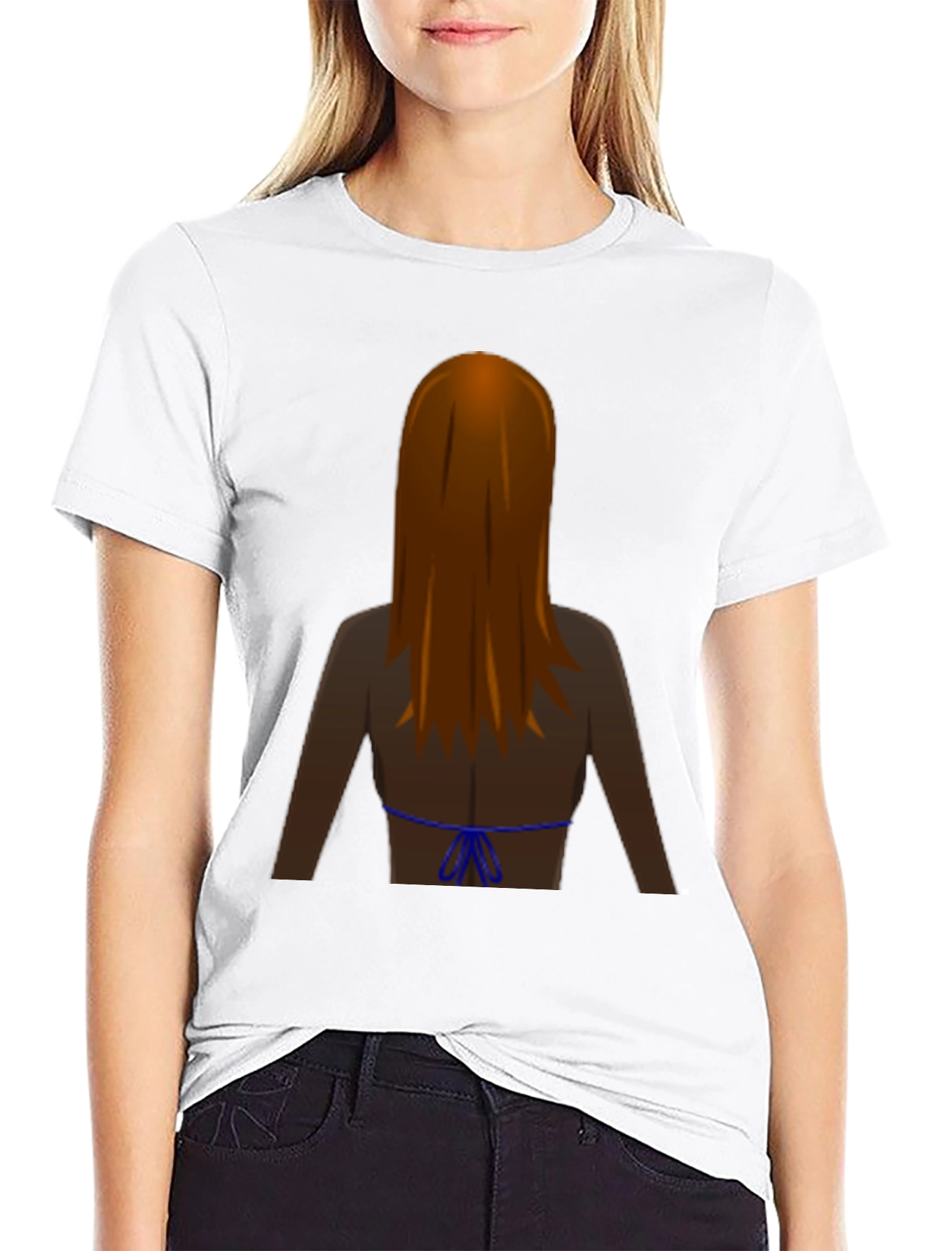 Fun Backless Woman Graphic Tee