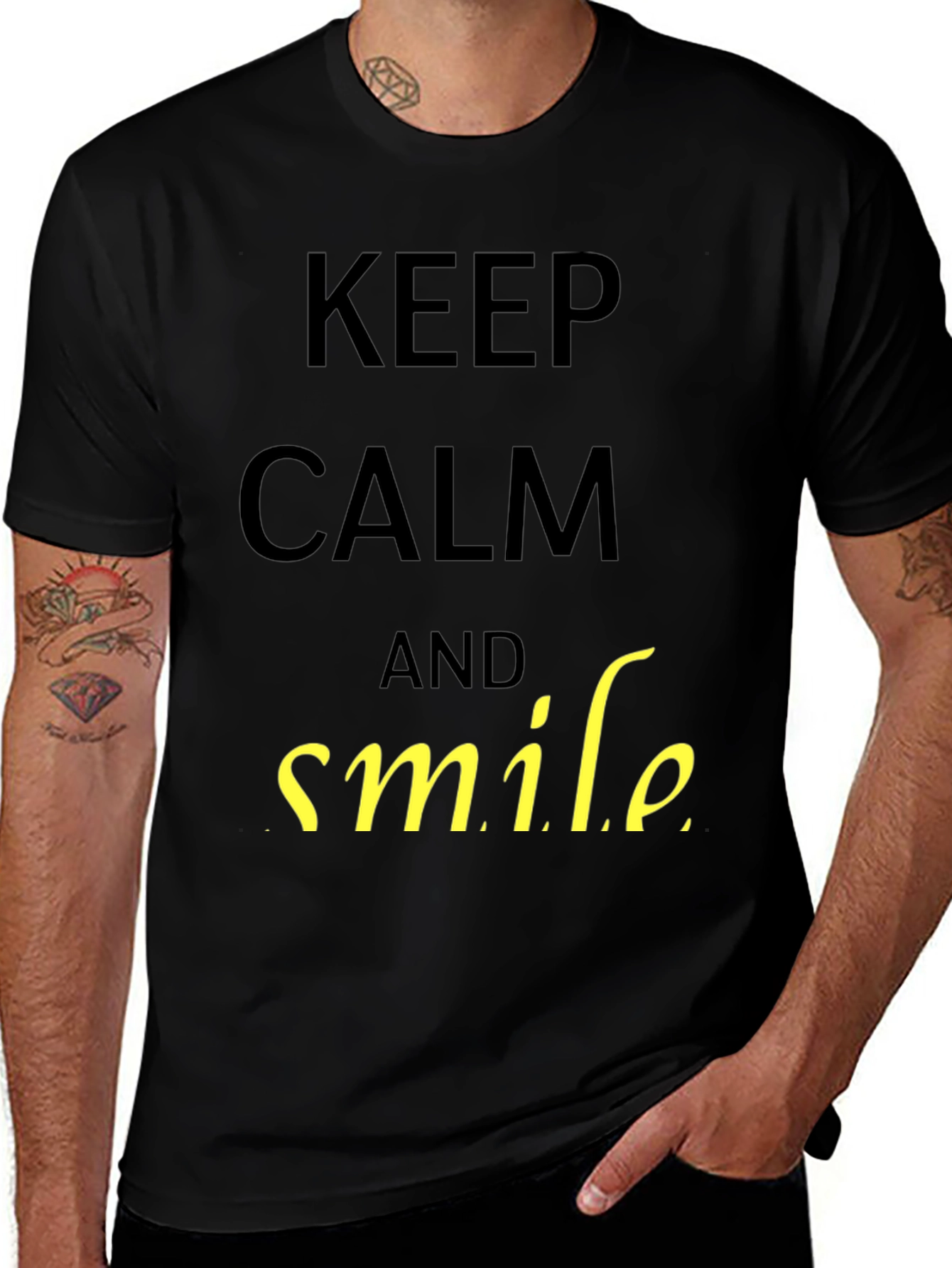 Keep Calm and Smile T-Shirt - Black