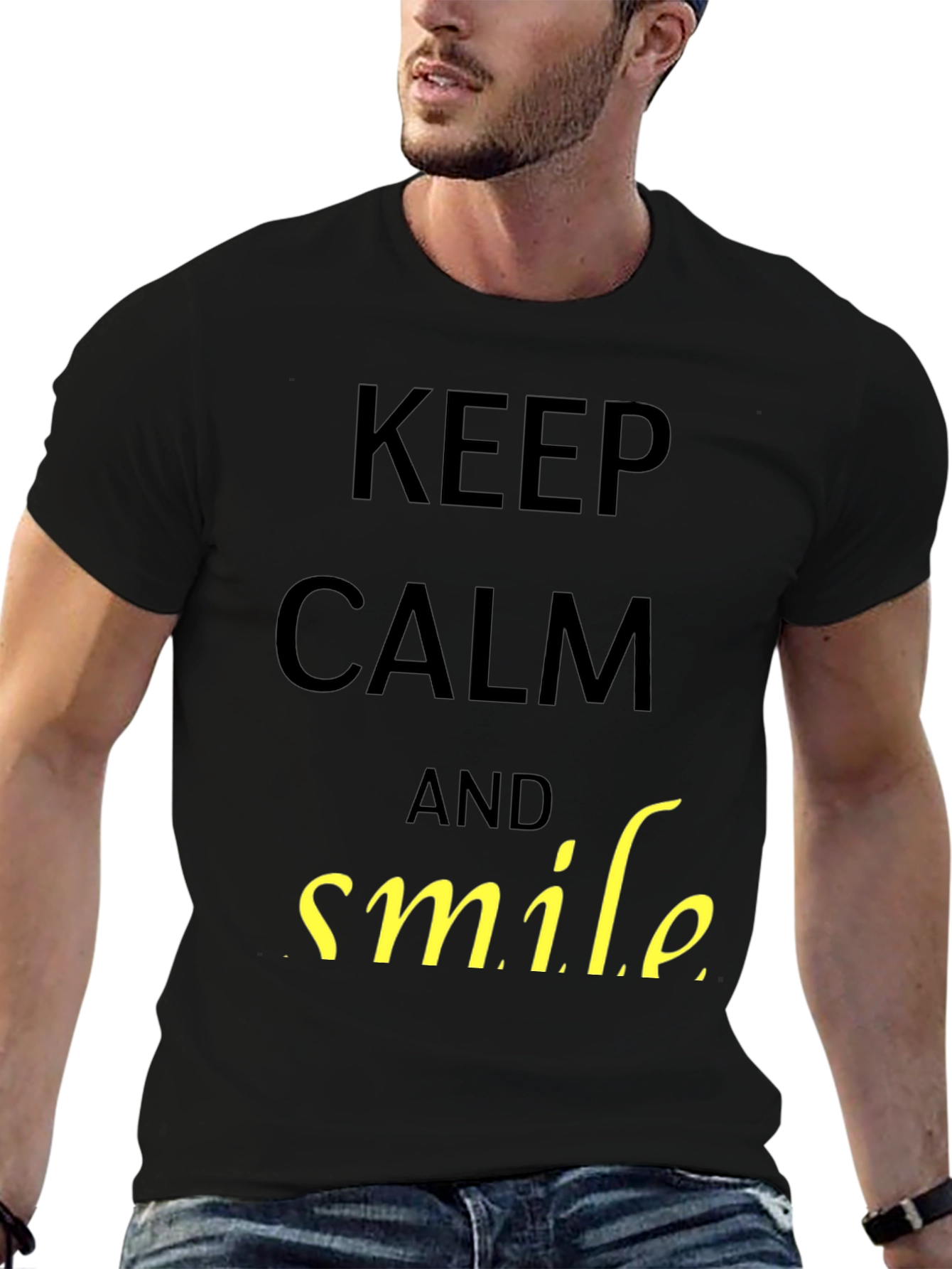 Keep Calm and Smile T-Shirt - Black
