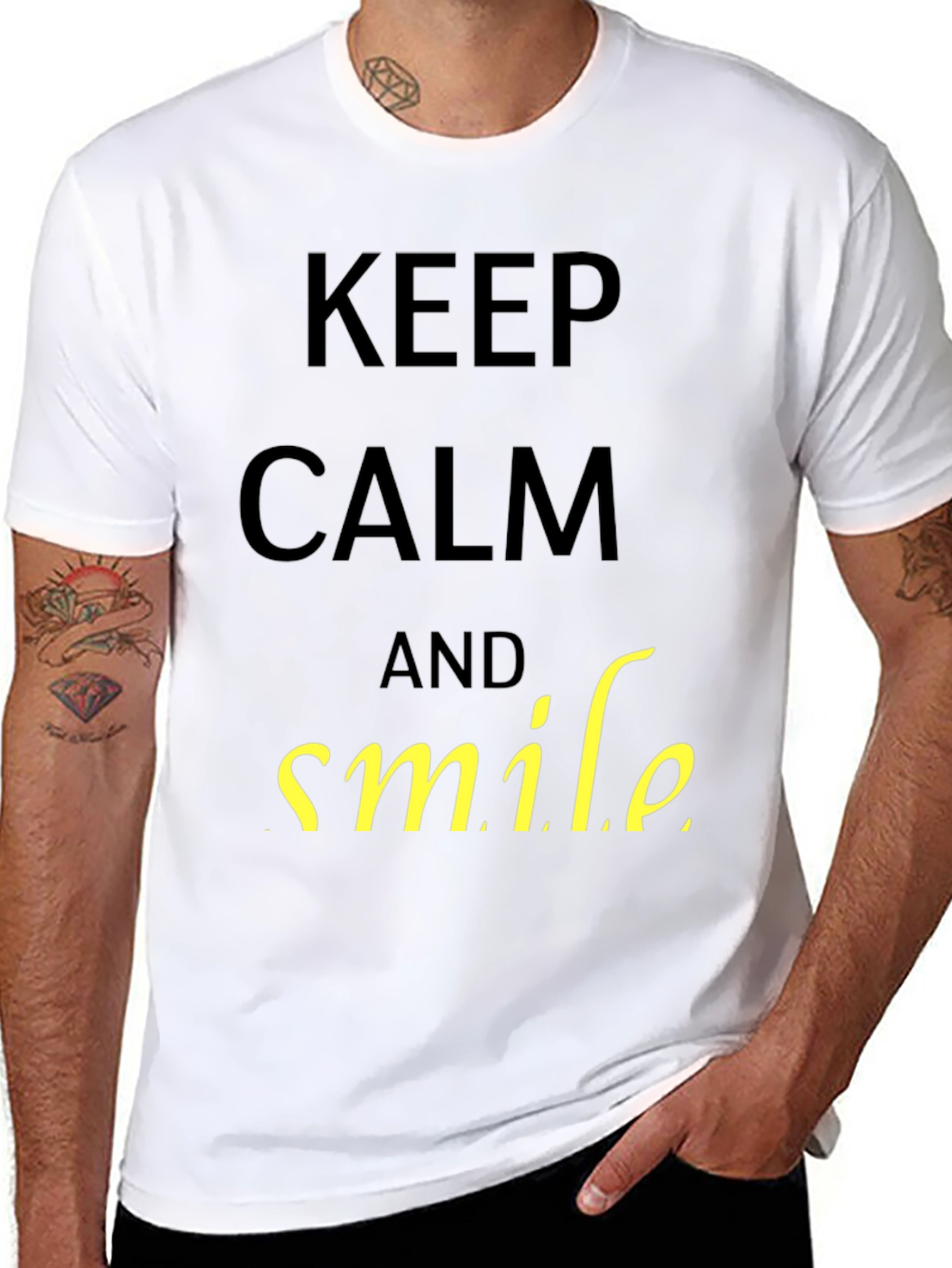 Keep Calm and Smile T-Shirt - Black
