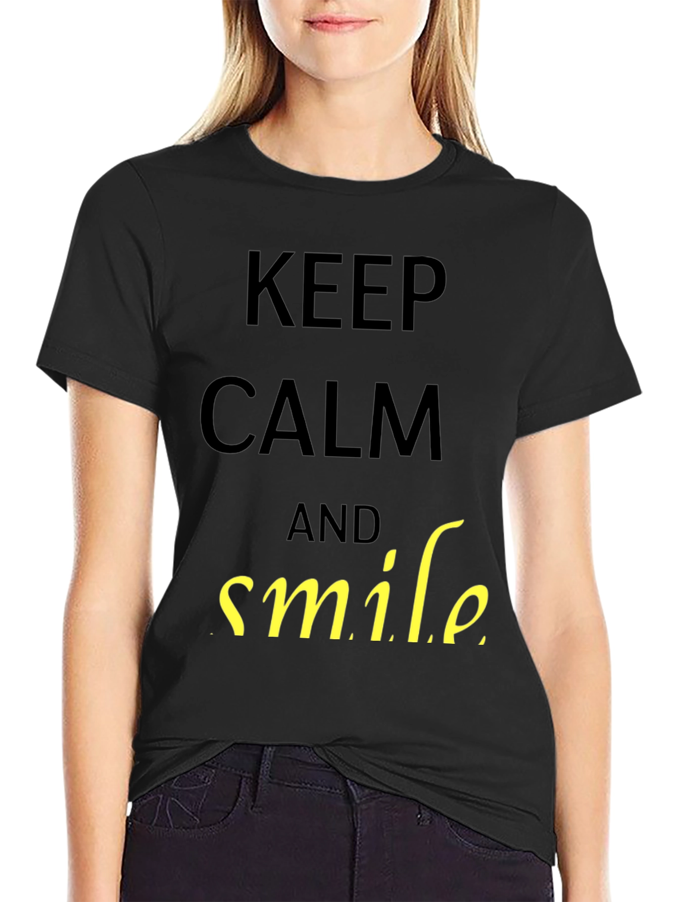 Keep Calm and Smile T-Shirt - Black