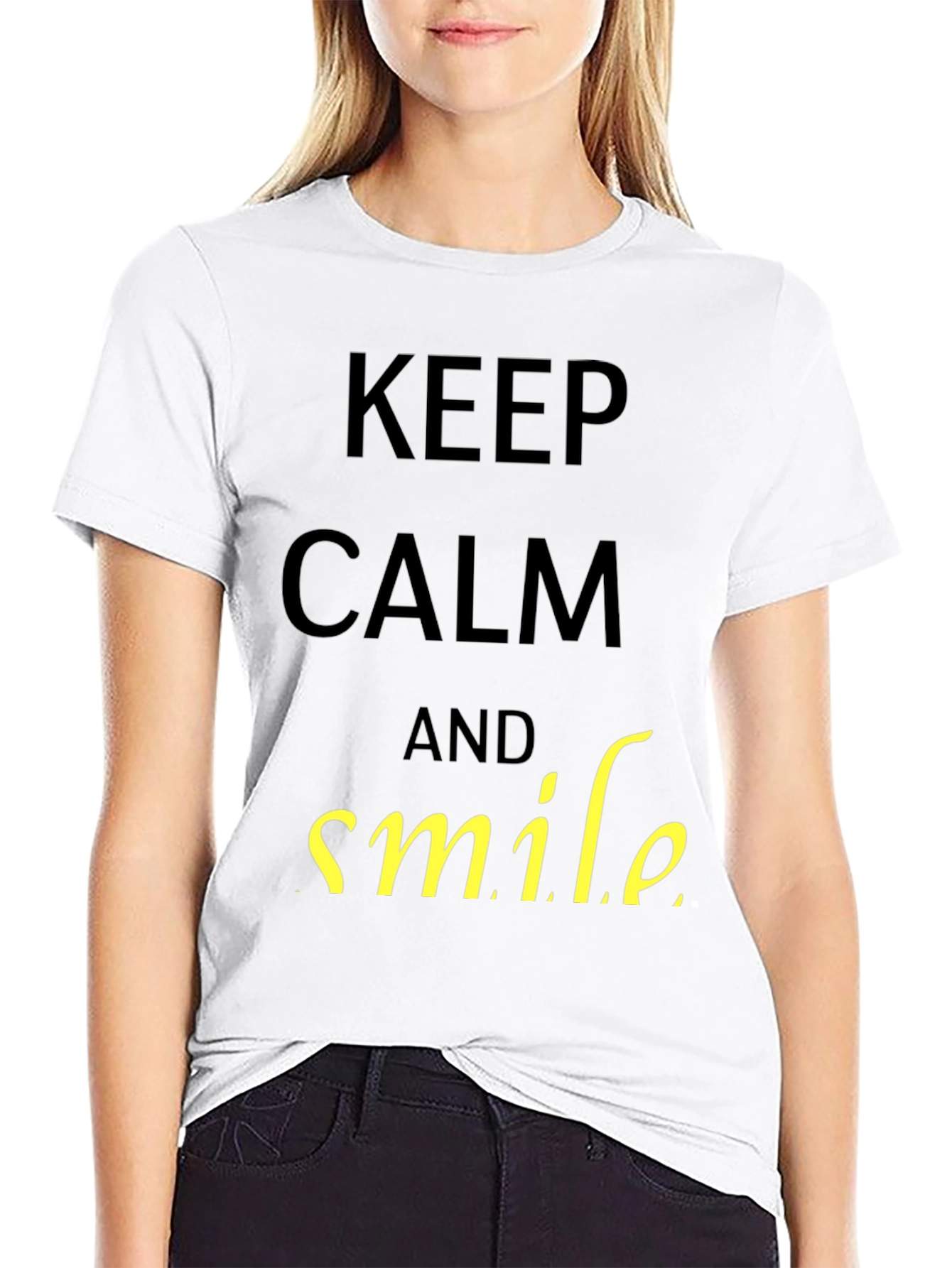 Keep Calm and Smile T-Shirt - Black