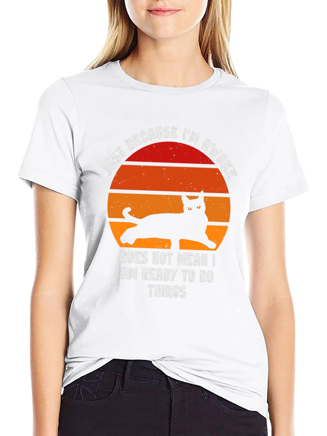 Cat Silhouette T-Shirt - Im Awake Not Ready