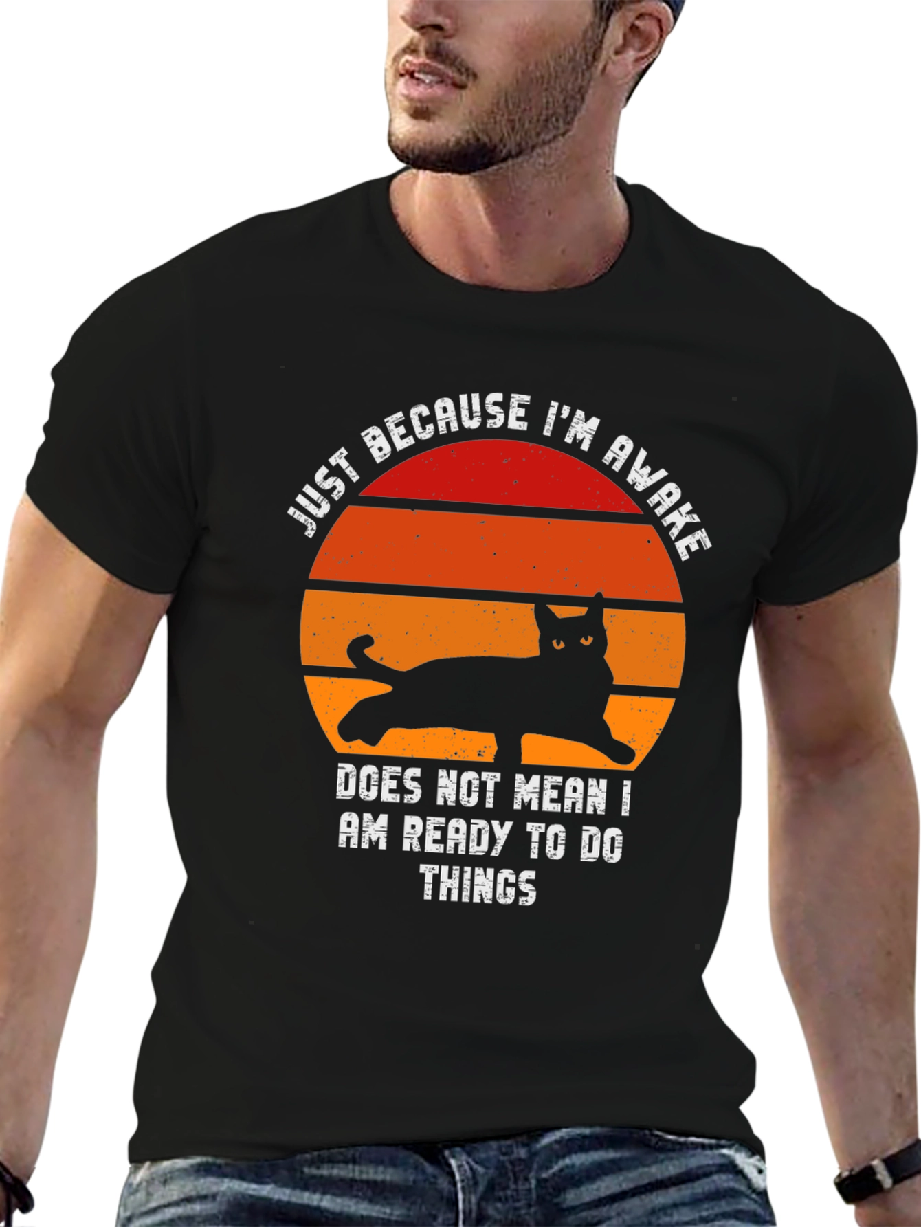 Cat Silhouette T-Shirt - Im Awake Not Ready
