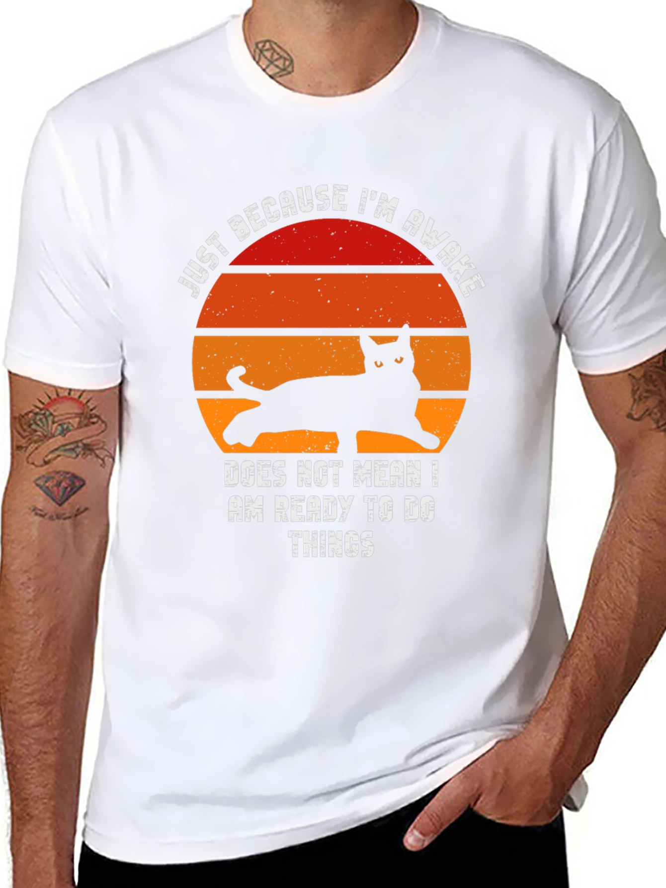Cat Silhouette T-Shirt - Im Awake Not Ready