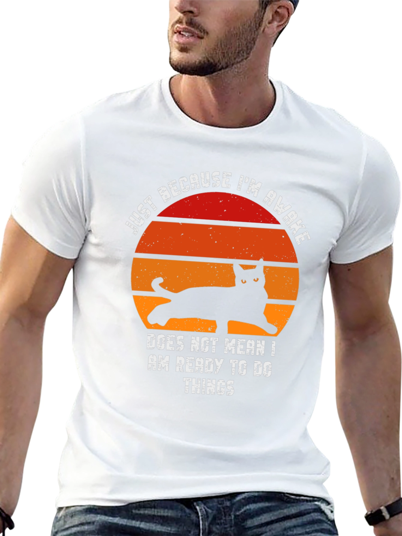 Cat Silhouette T-Shirt - Im Awake Not Ready
