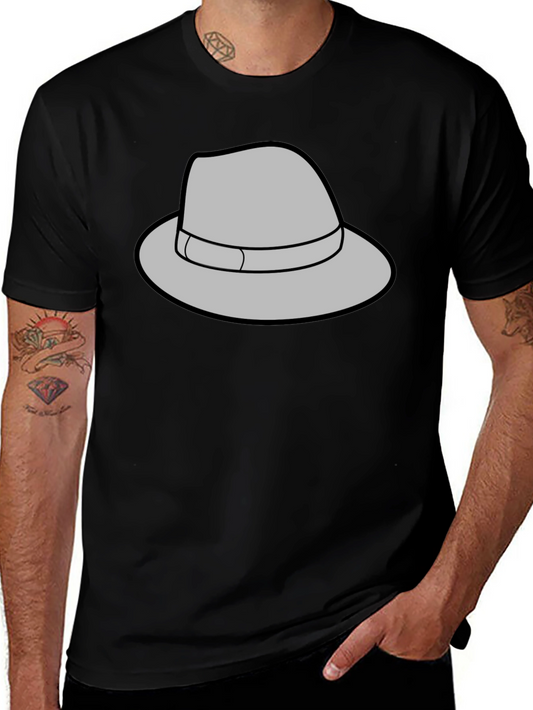 Gray Fedora Graphic Black T-Shirt