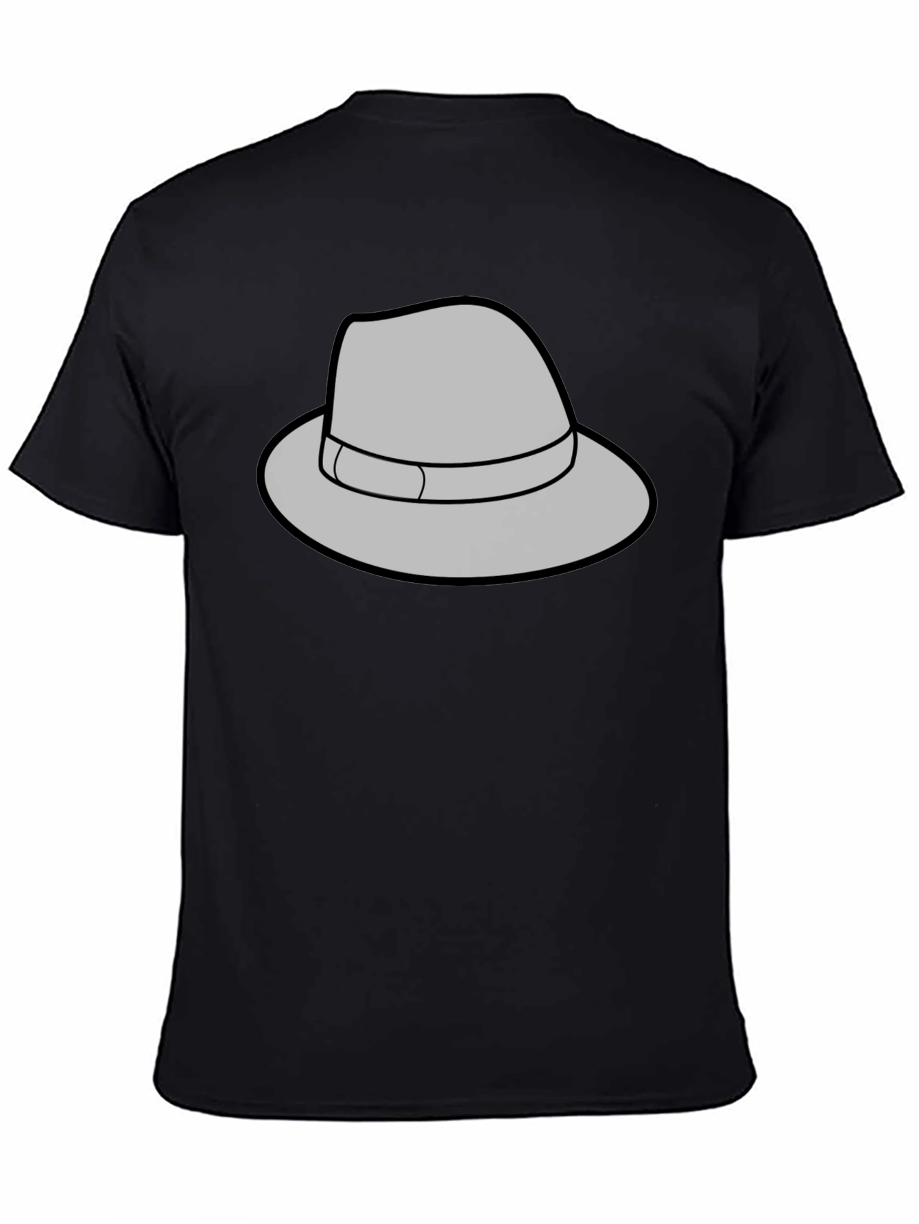 Gray Fedora Graphic Black T-Shirt
