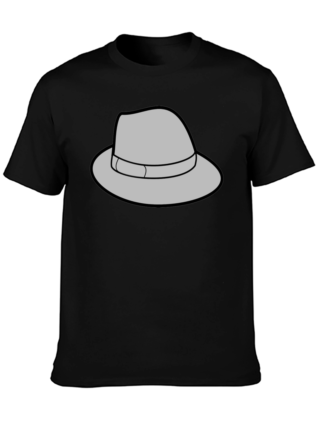 Gray Fedora Graphic Black T-Shirt