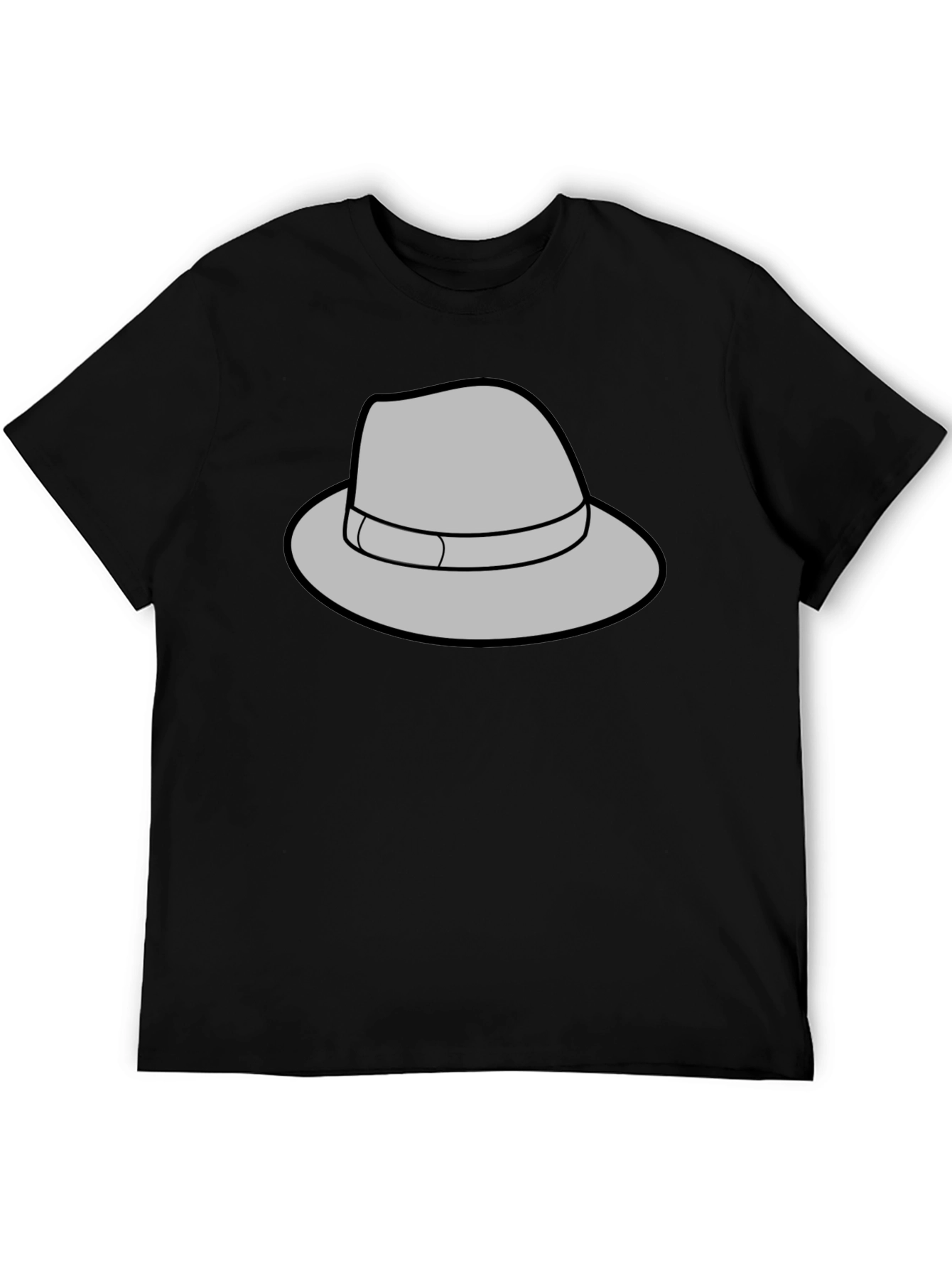 Gray Fedora Graphic Black T-Shirt
