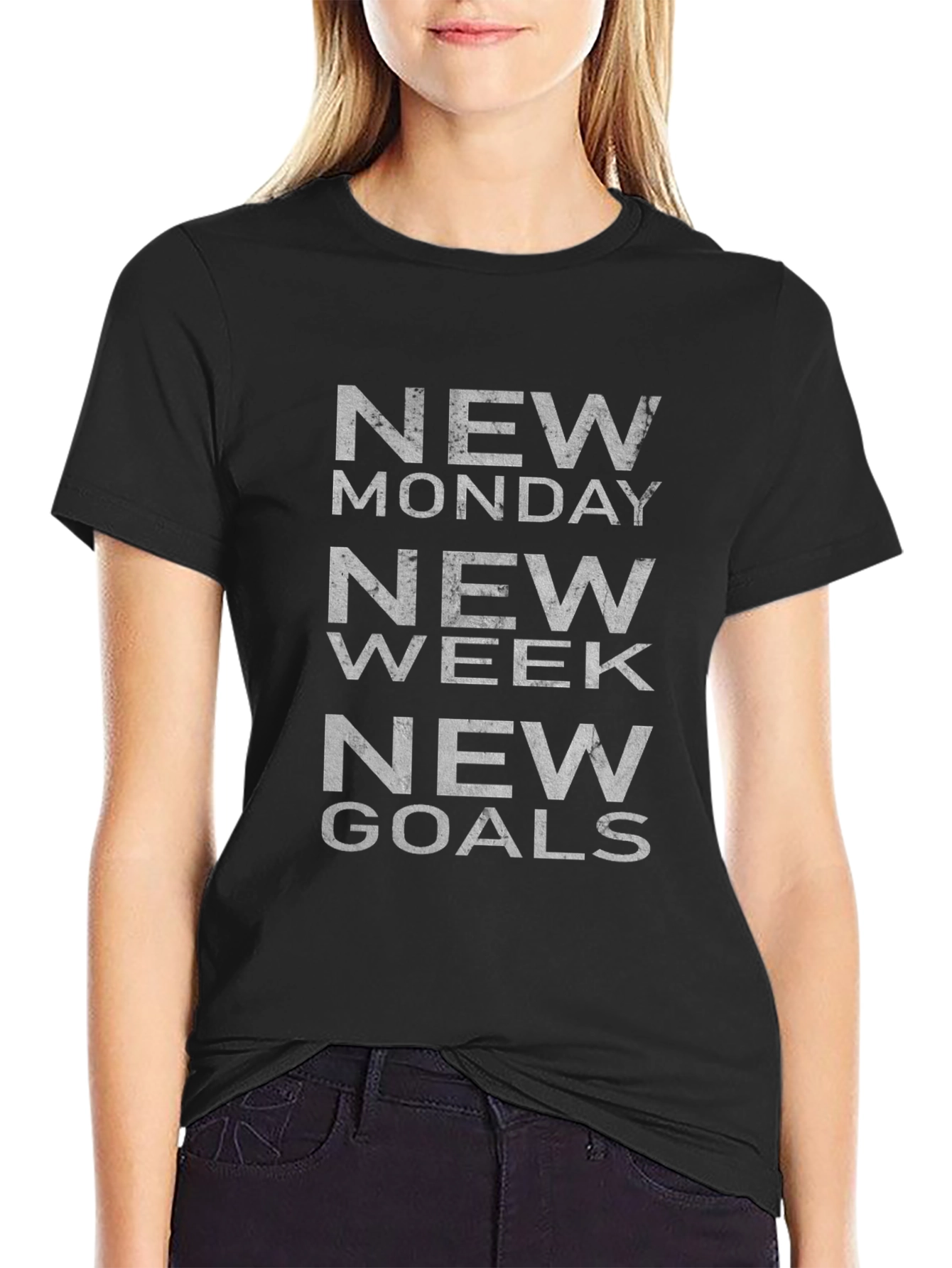 New Monday Week Goals Black T-Shirt
