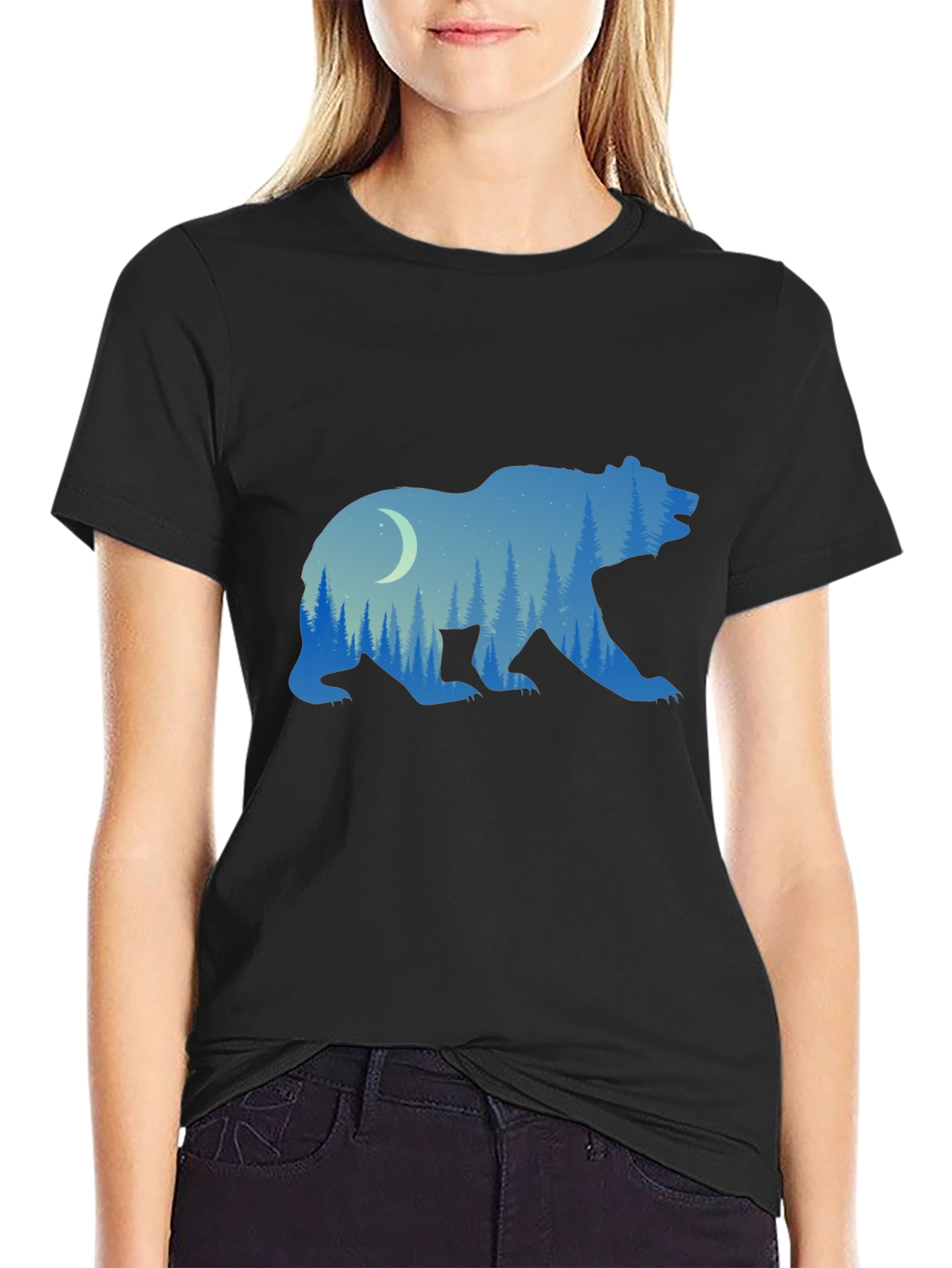 Nature Bear Graphic Tee - Black