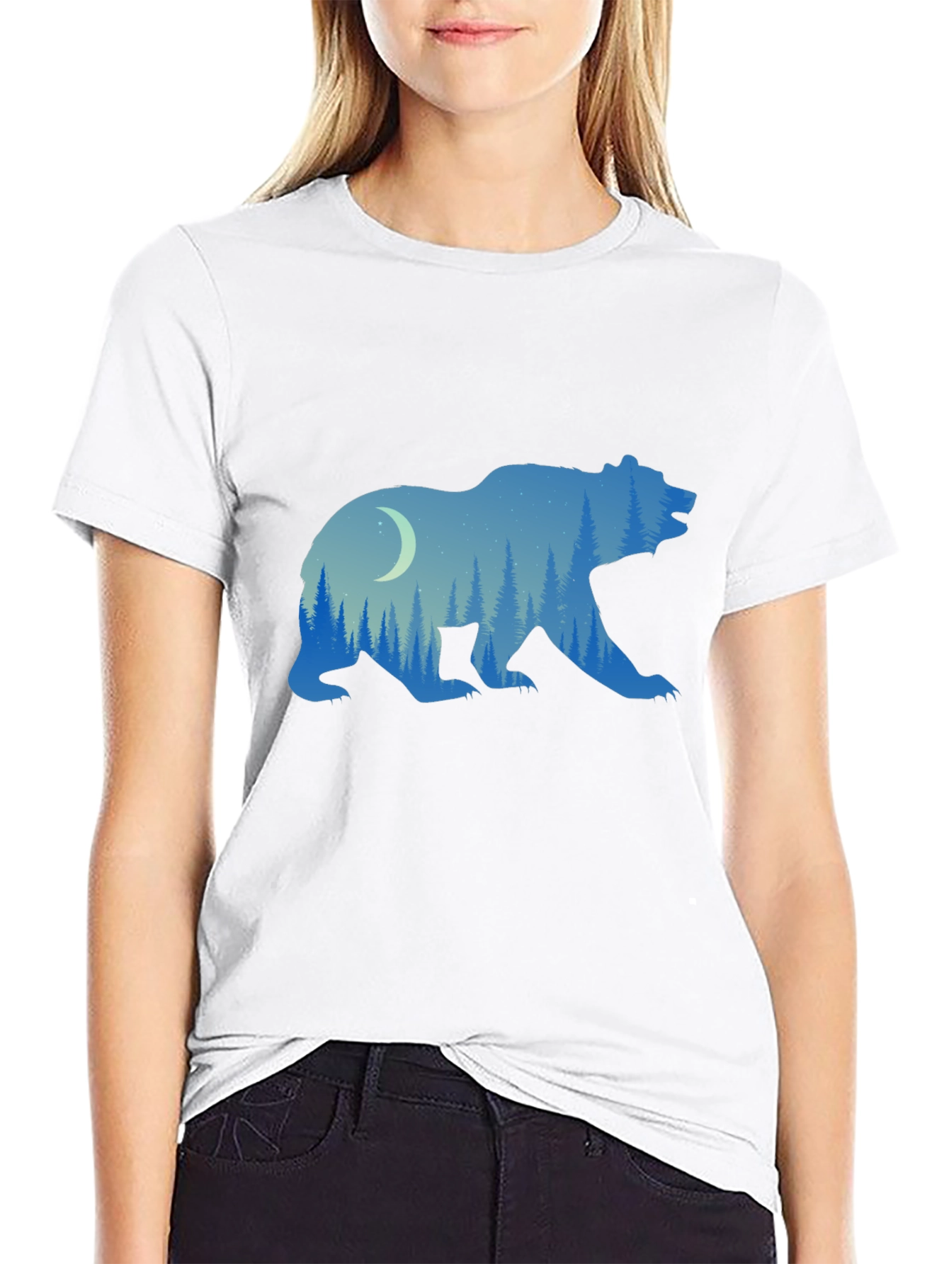 Nature Bear Graphic Tee - Black