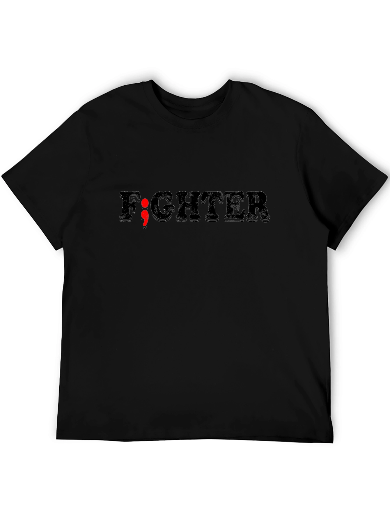 Fighter Semicolon Graphic Tee - Mental Health Awareness T-Shirt