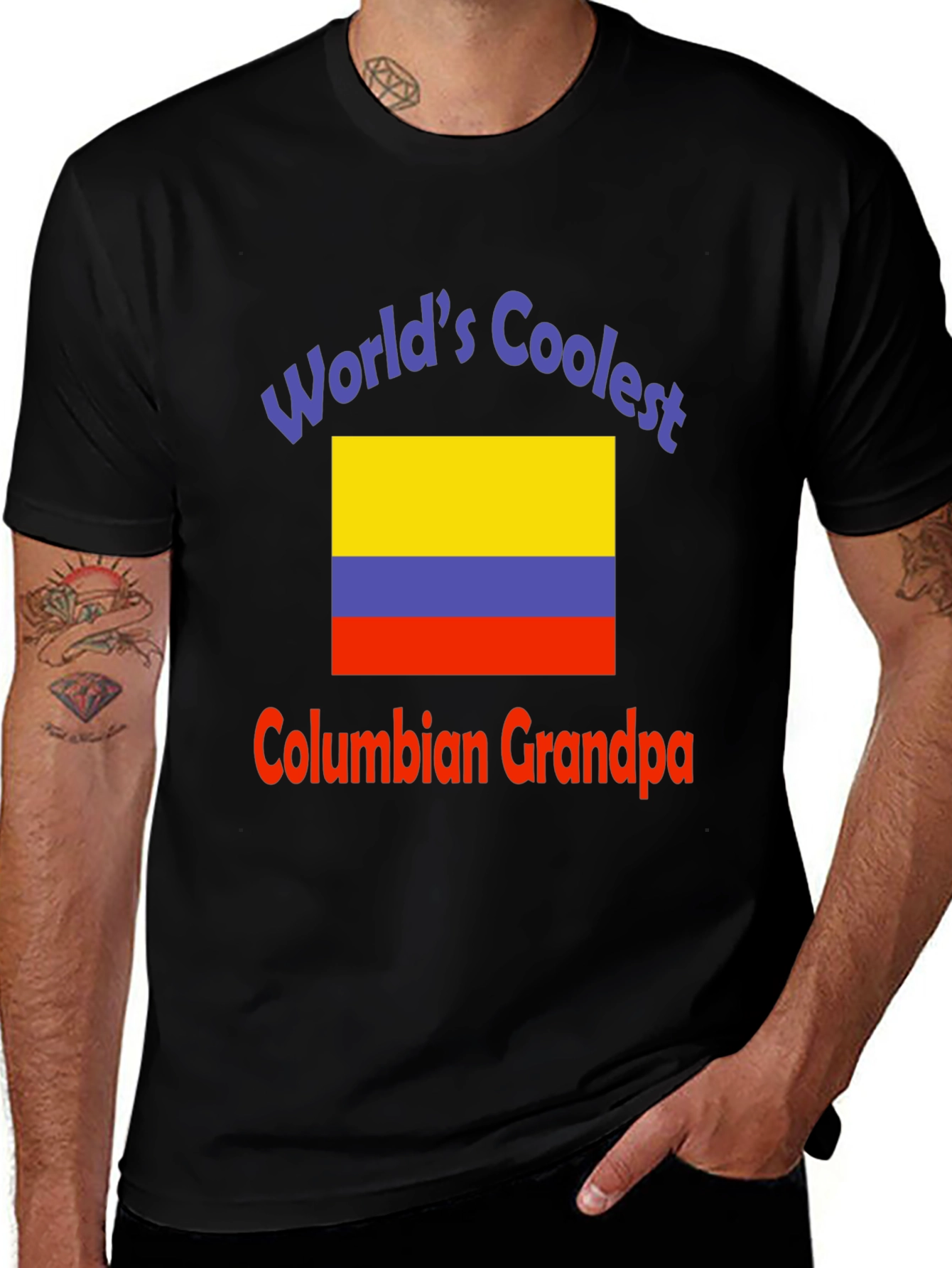 Worlds Coolest Colombian Grandpa Black T-Shirt