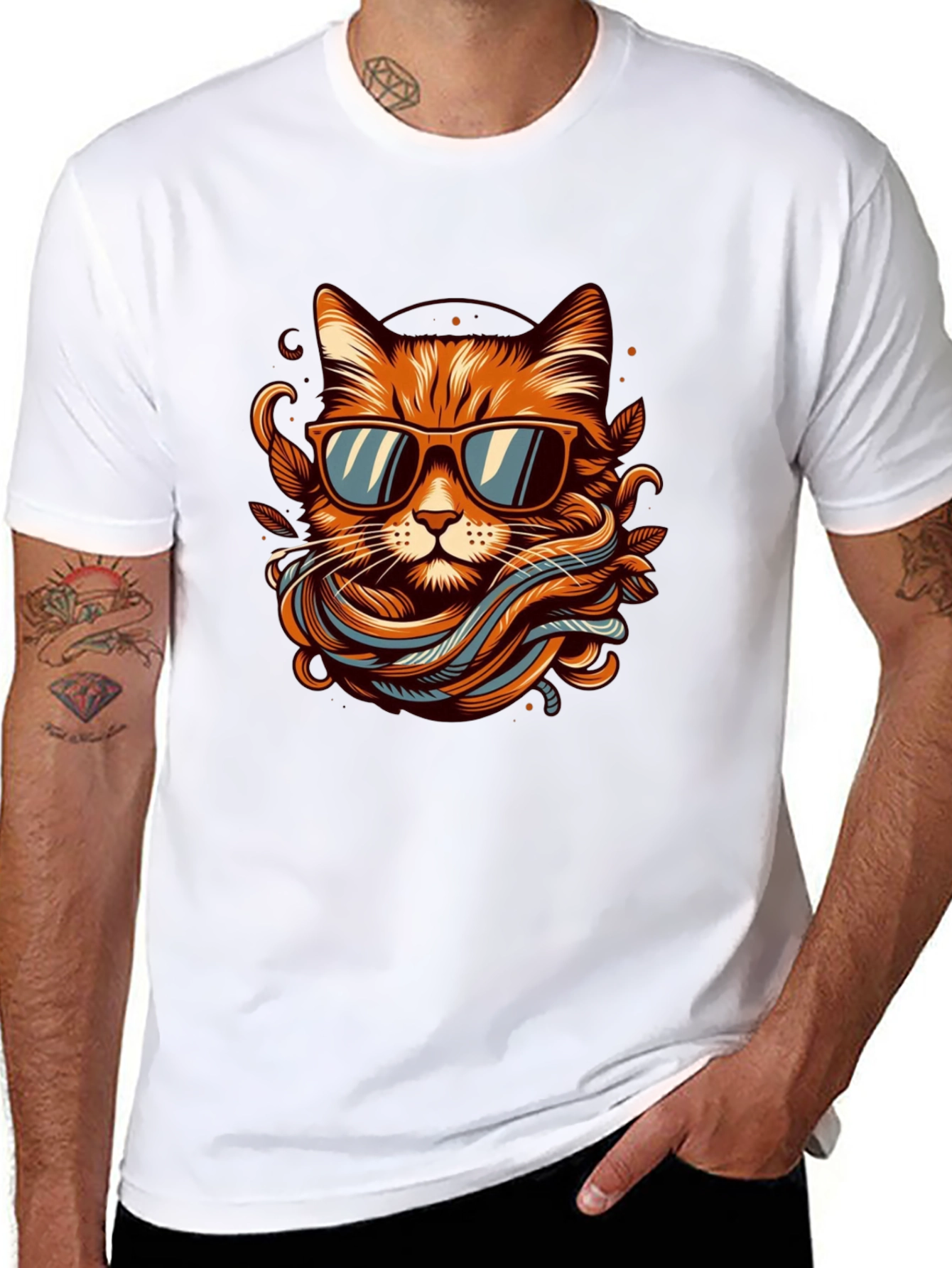 Cool Cat Graphic Tee - Mens Black T-Shirt