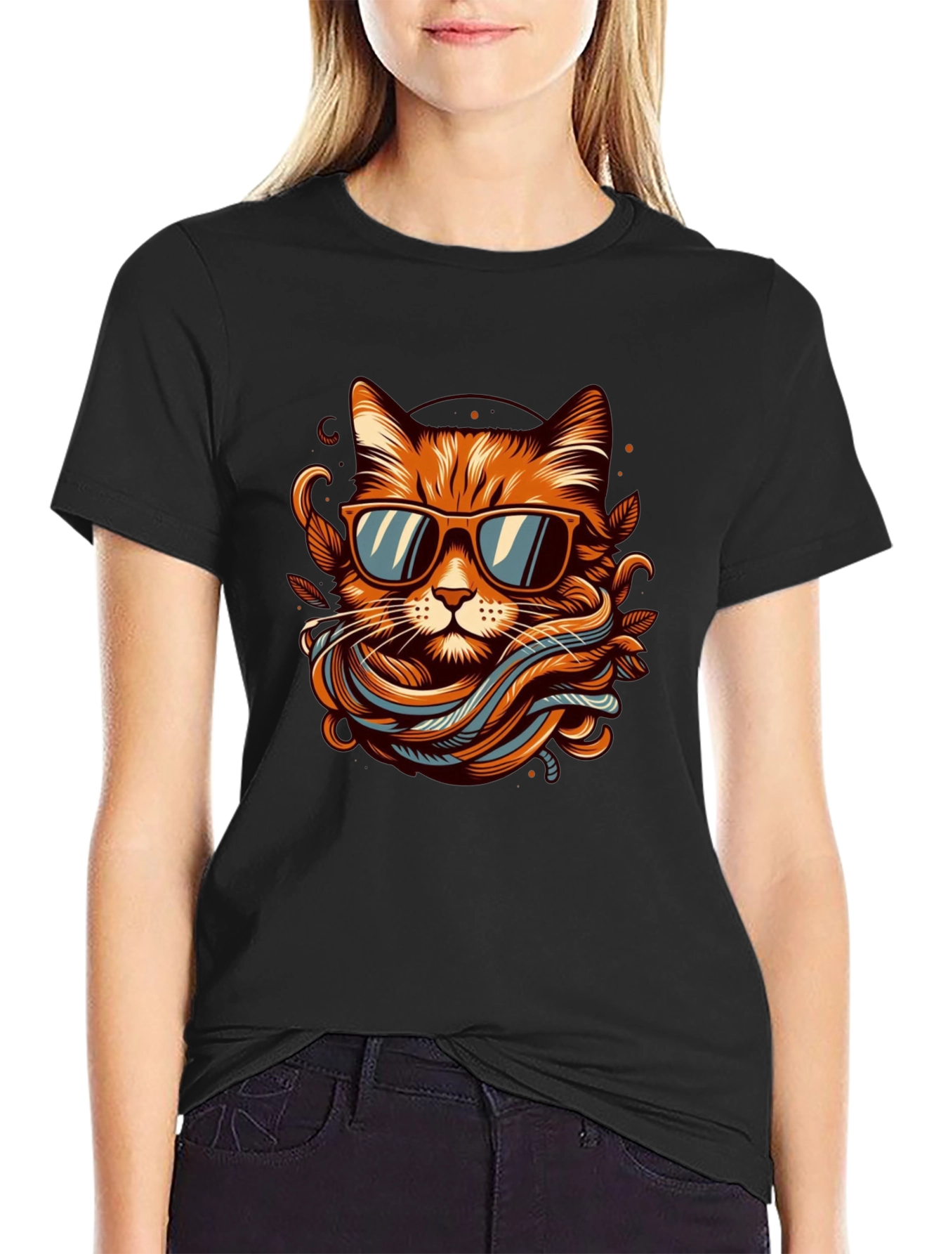 Cool Cat Graphic Tee - Mens Black T-Shirt
