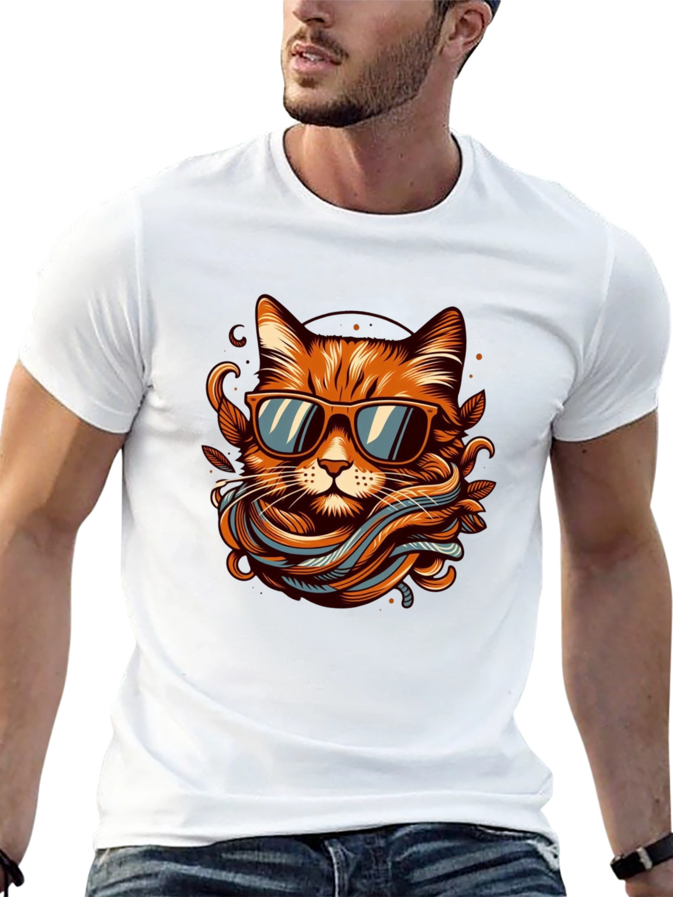 Cool Cat Graphic Tee - Mens Black T-Shirt