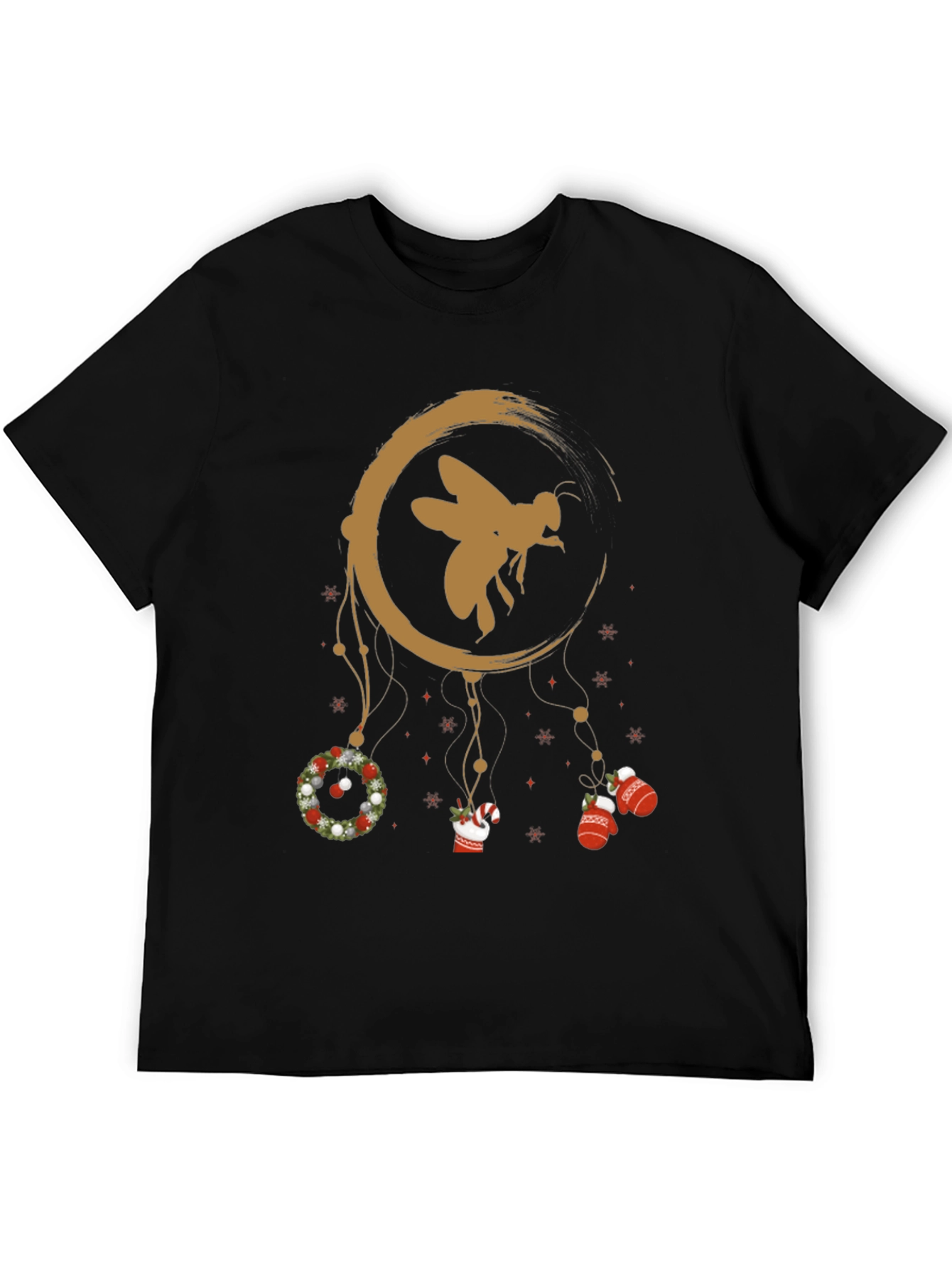 Festive Bee Graphic Tee - Christmas Holiday Design