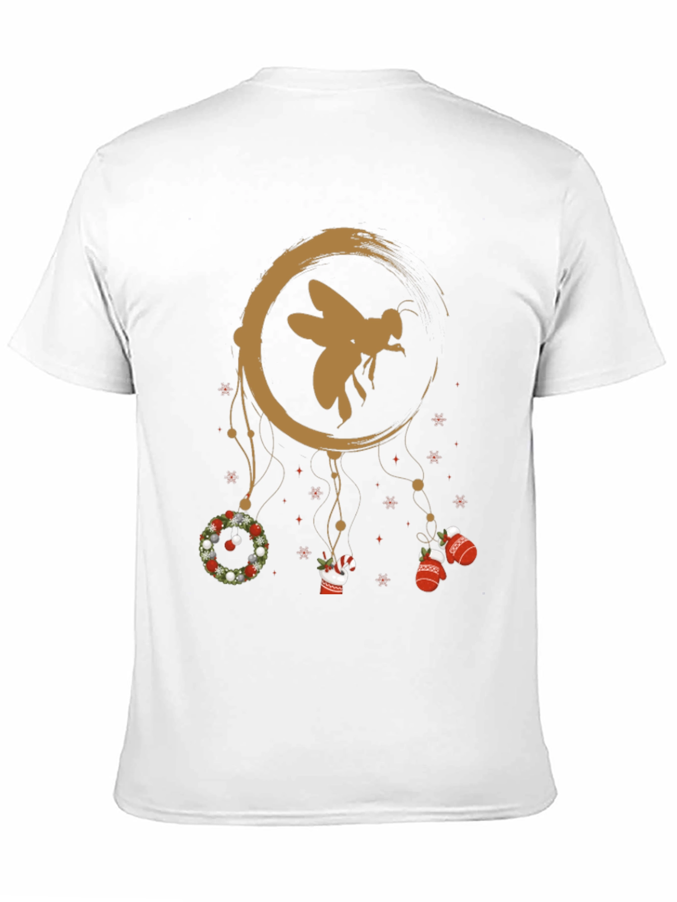 Festive Bee Graphic Tee - Christmas Holiday Design