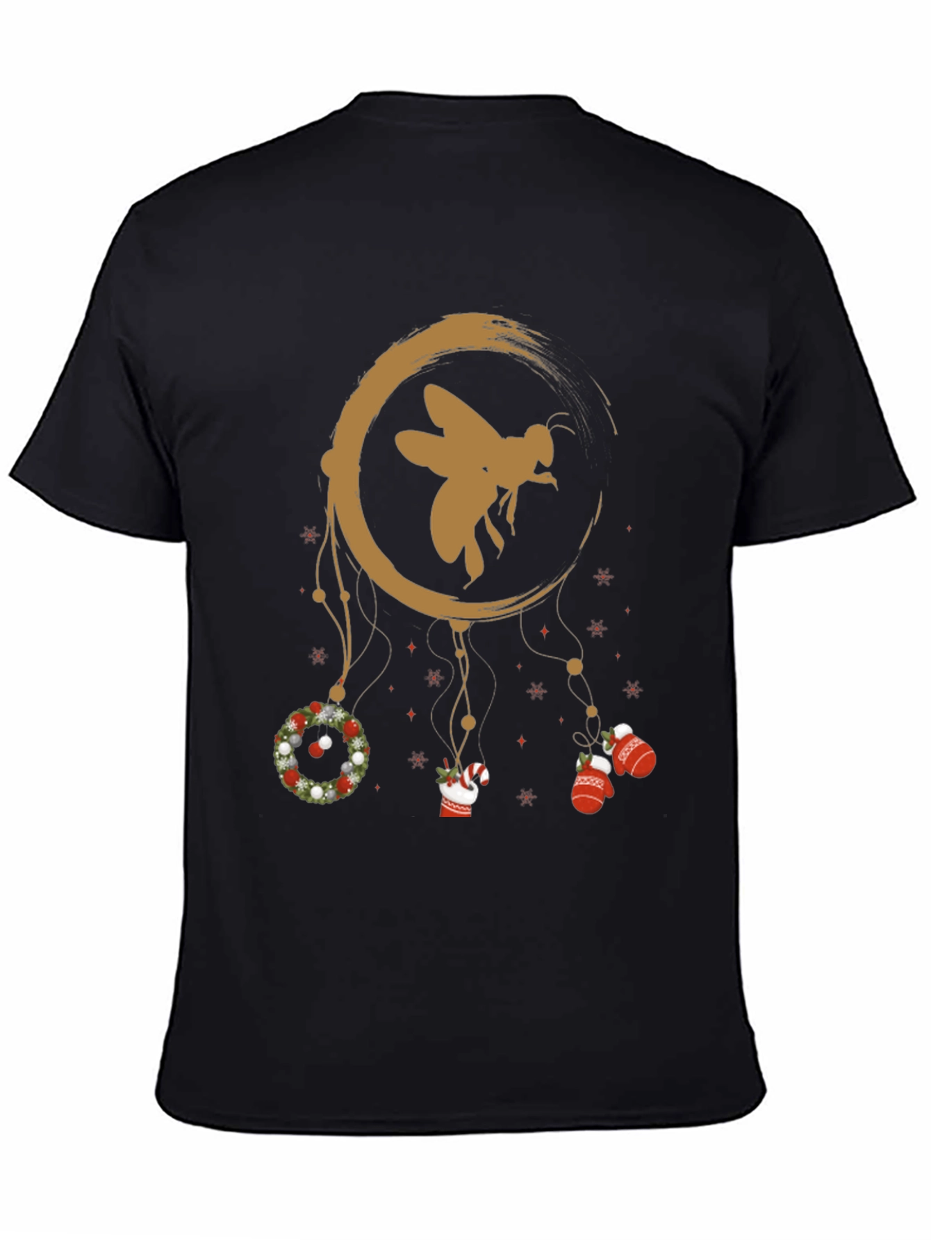 Festive Bee Graphic Tee - Christmas Holiday Design