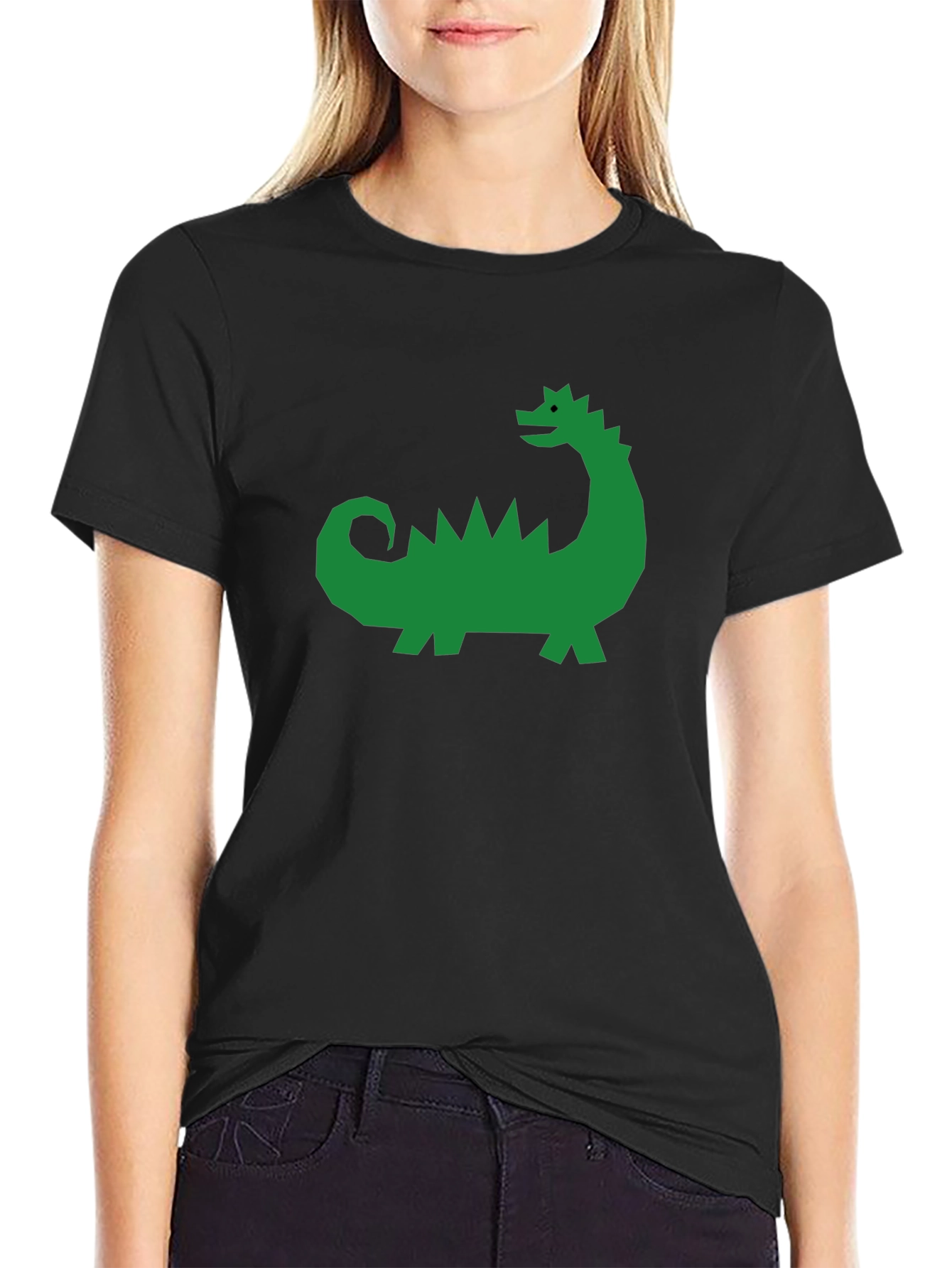 Geometric Green Dinosaur Graphic Tee