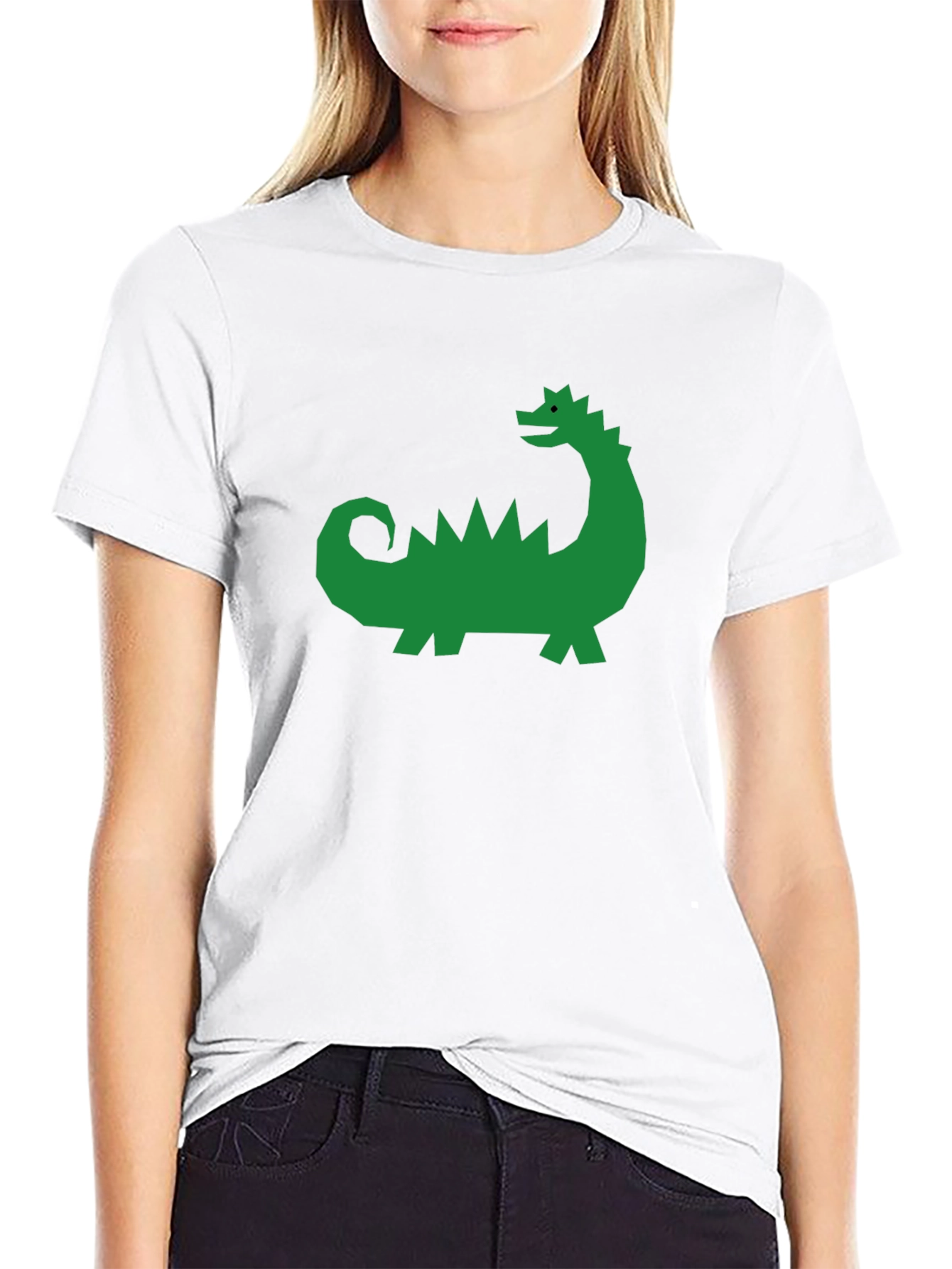 Geometric Green Dinosaur Graphic Tee
