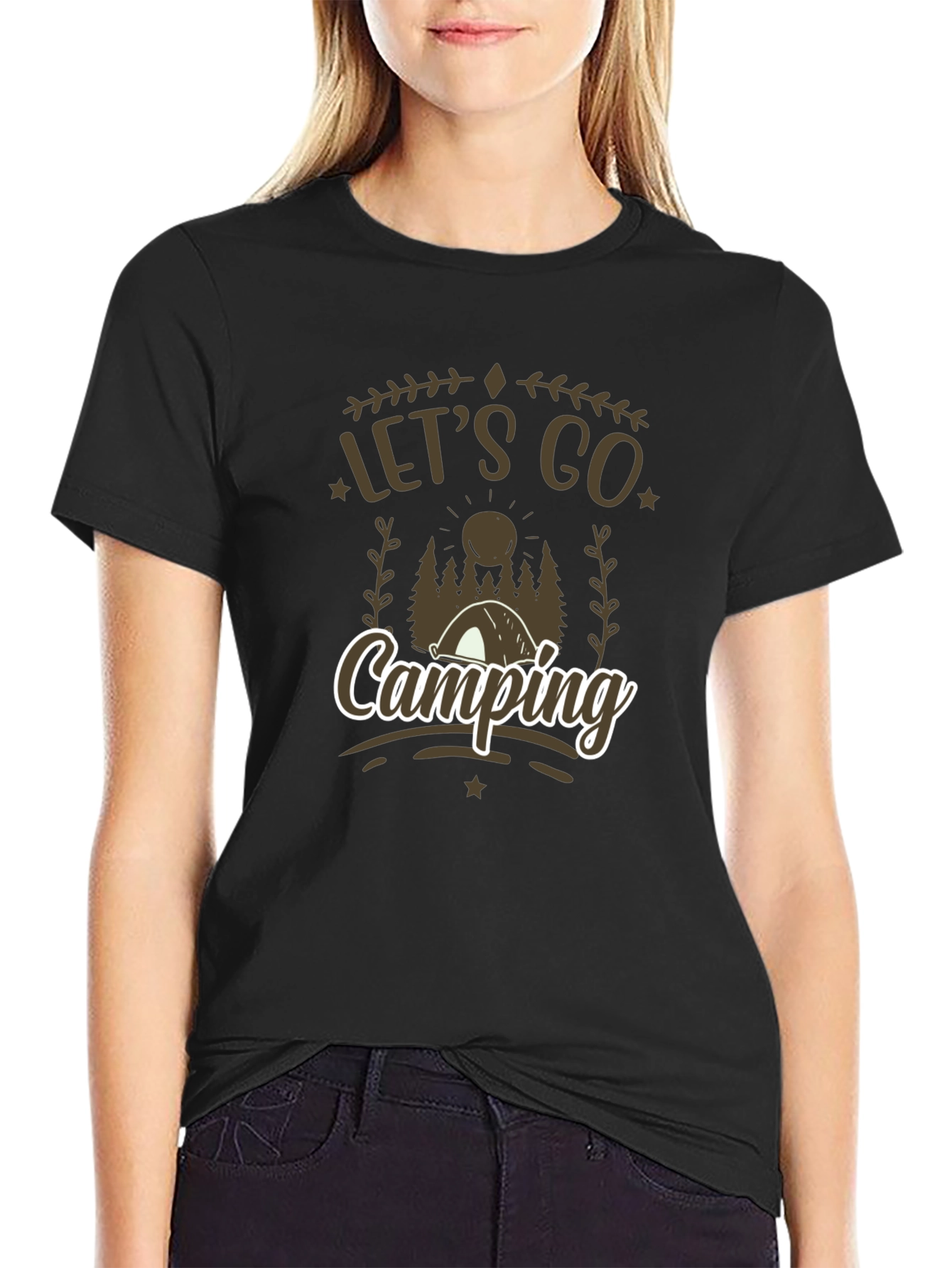 Lets Go Camping Black Graphic Tee