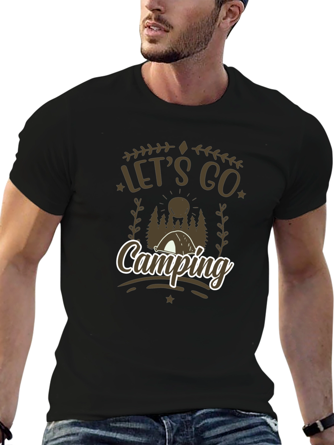 Lets Go Camping Black Graphic Tee