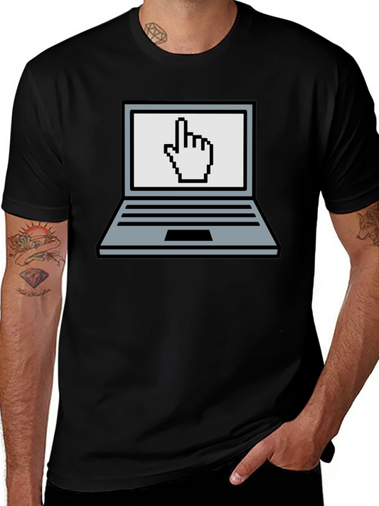 Pixel Laptop Hand Pointer Graphic T-Shirt