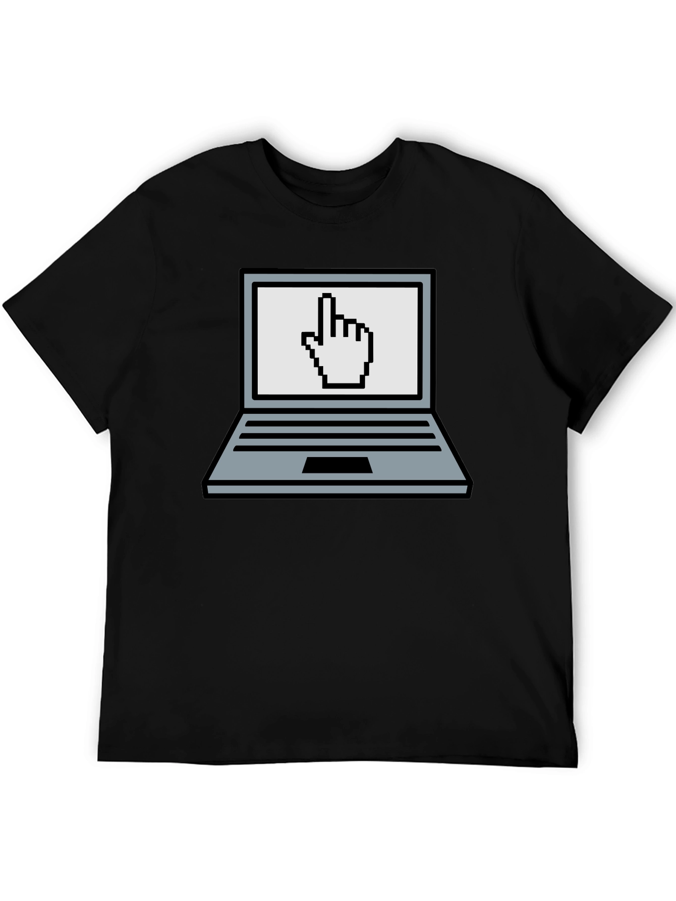 Pixel Laptop Hand Pointer Graphic T-Shirt