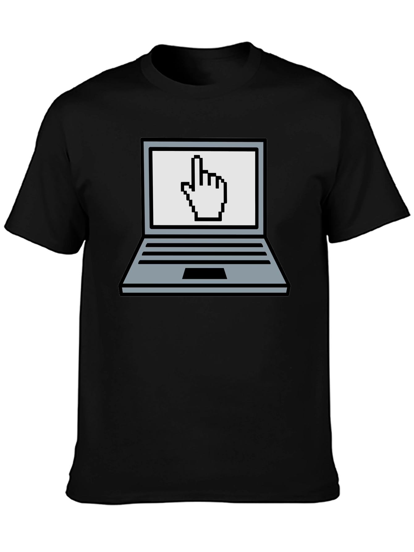 Pixel Laptop Hand Pointer Graphic T-Shirt
