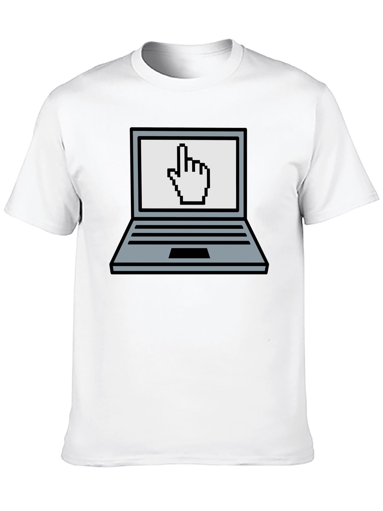 Pixel Laptop Hand Pointer Graphic T-Shirt