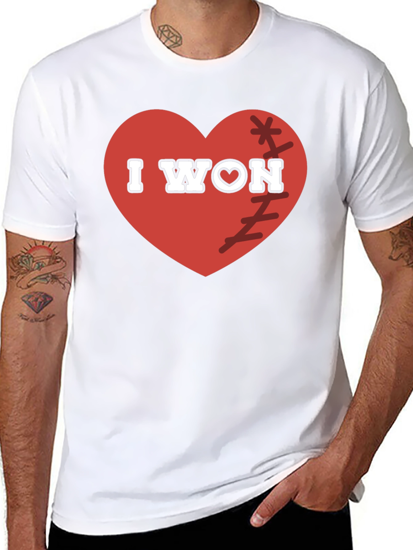 I WON Heart Baseball T-Shirt