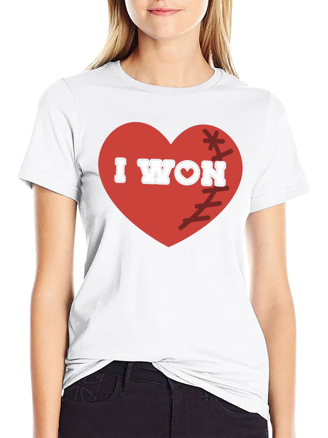 I WON Heart Baseball T-Shirt