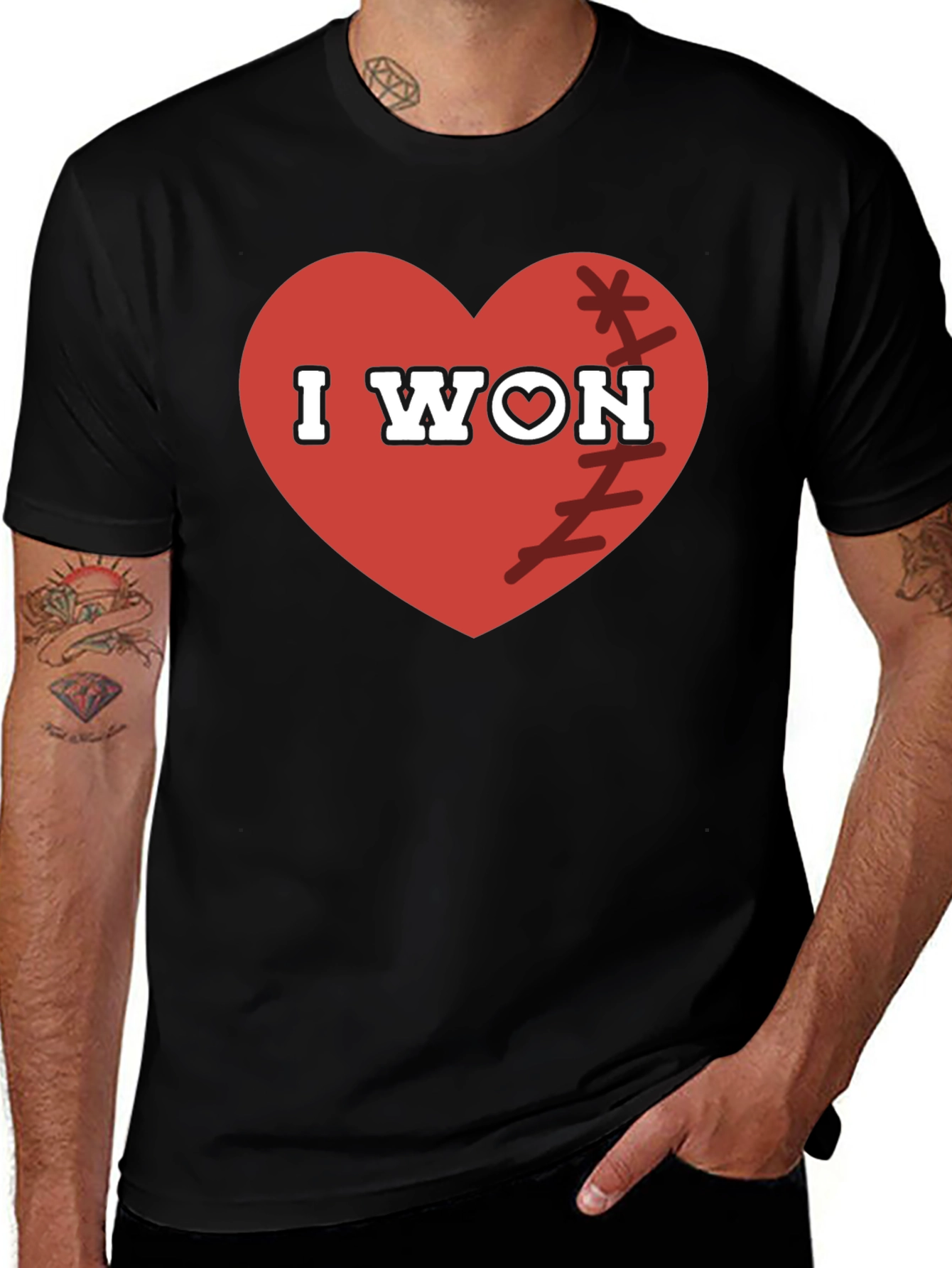 I WON Heart Baseball T-Shirt