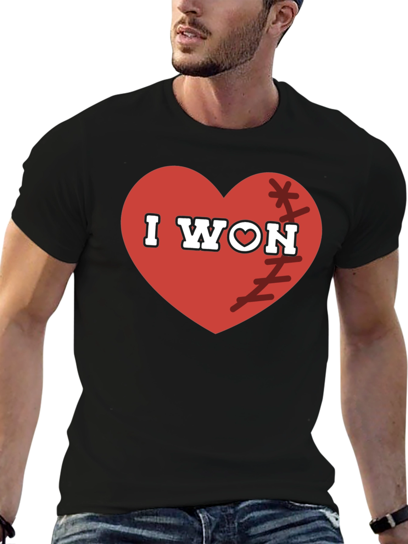 I WON Heart Baseball T-Shirt
