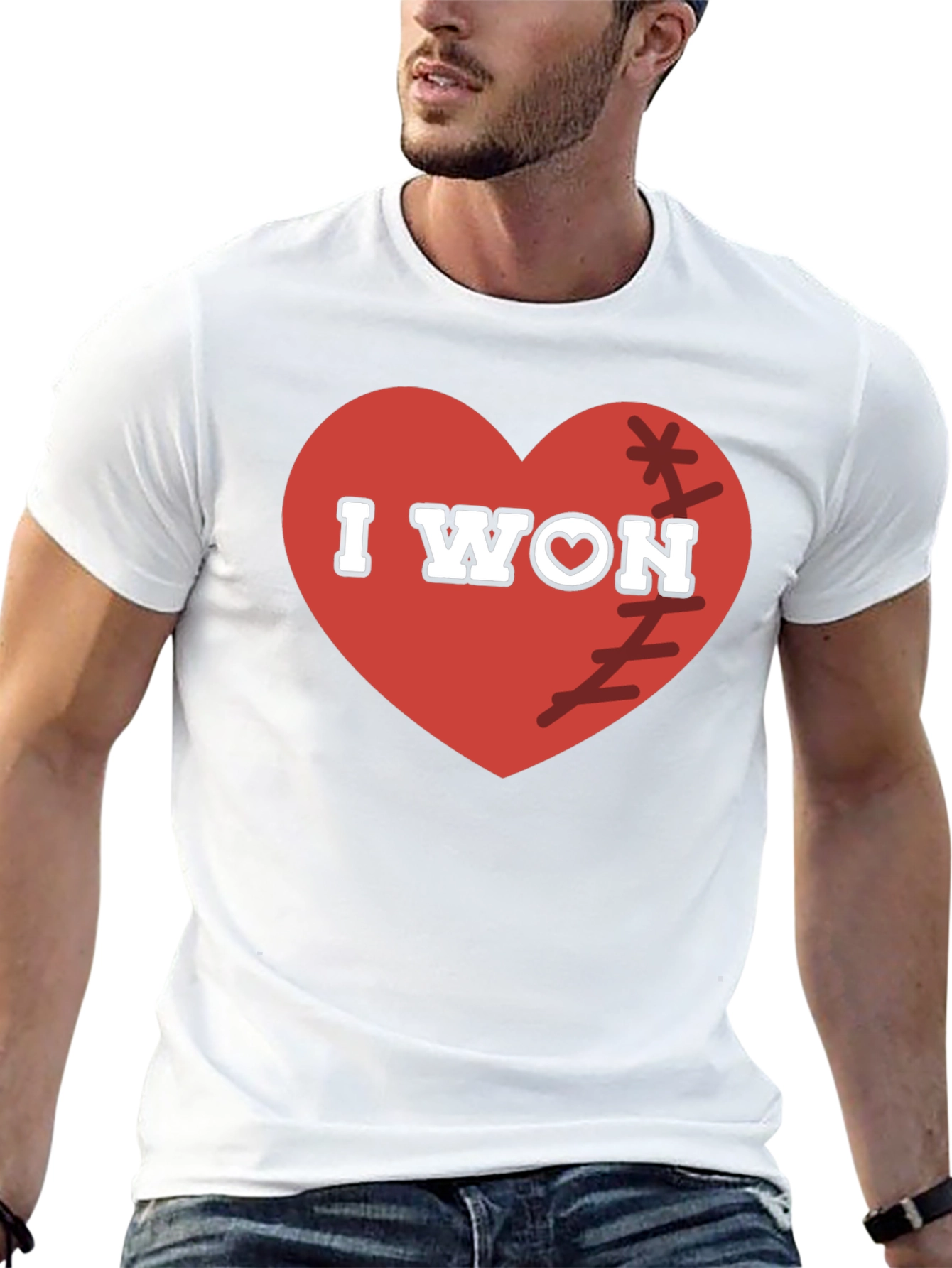 I WON Heart Baseball T-Shirt