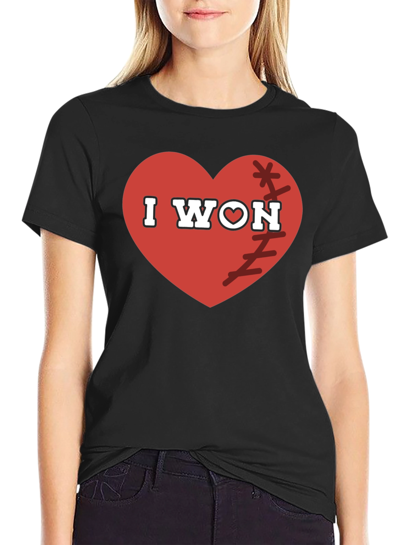 I WON Heart Baseball T-Shirt