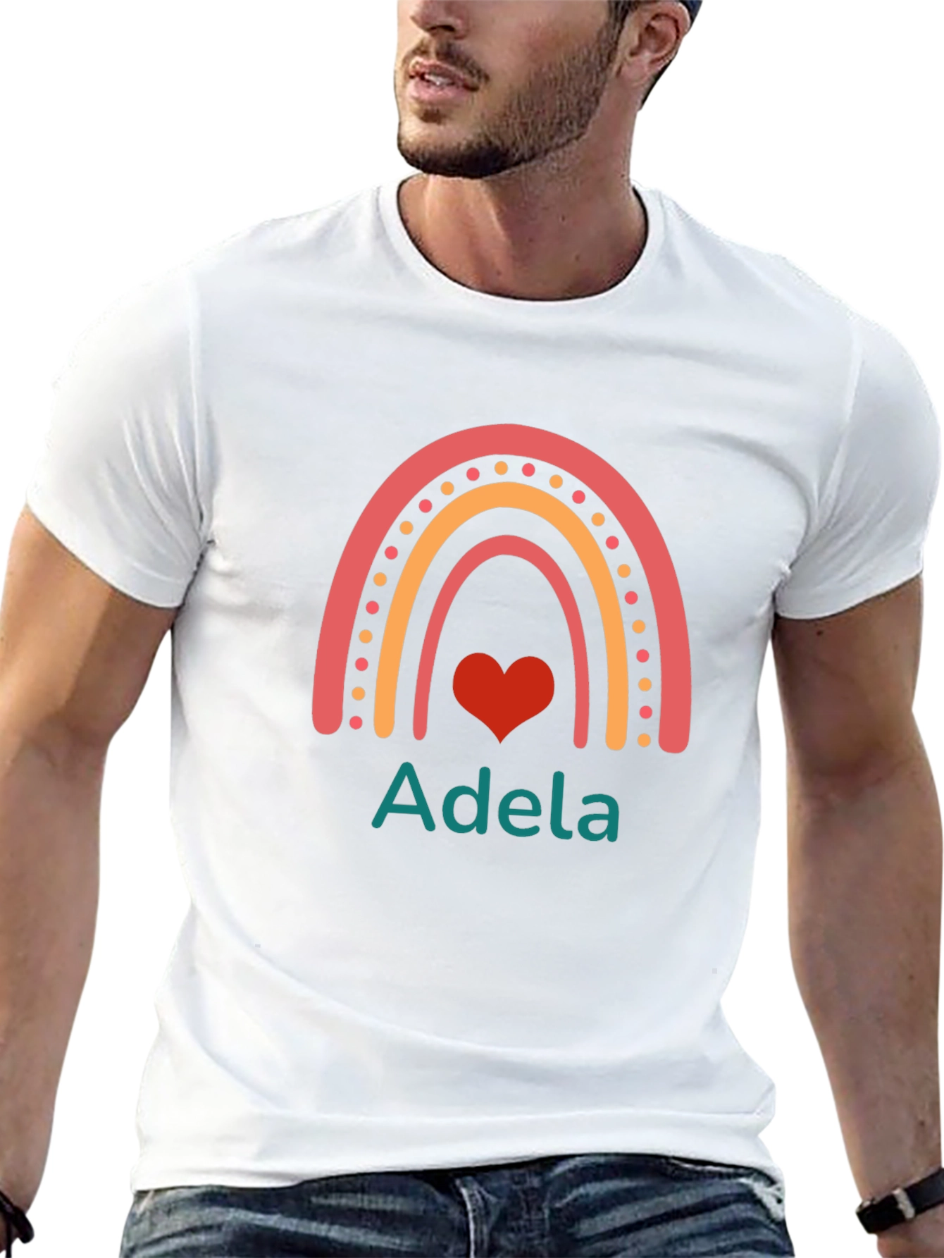 Adela Rainbow Heart Personalized Tee