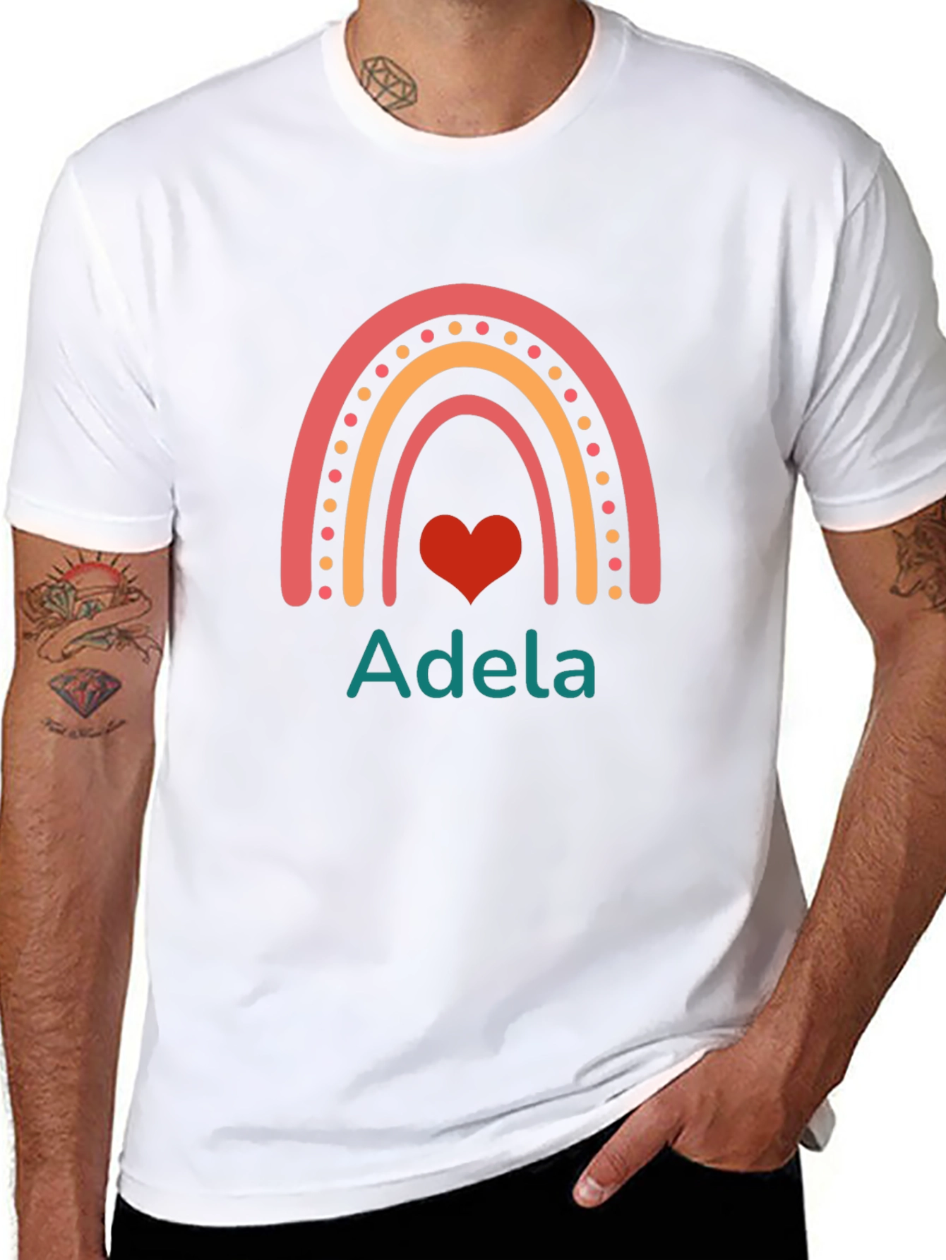 Adela Rainbow Heart Personalized Tee
